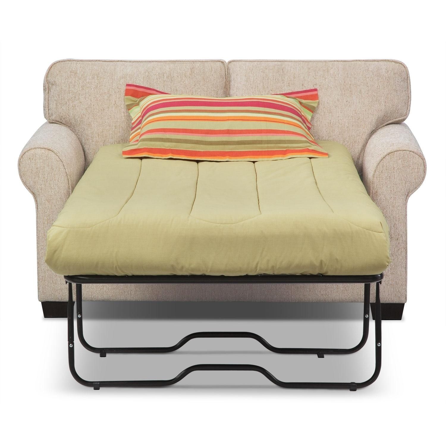 Fletcher Twin Innerspring Sleeper Sofa – Beige | Value City Furniture With Regard To Twin Sleeper Sofa Chairs (View 8 of 20)