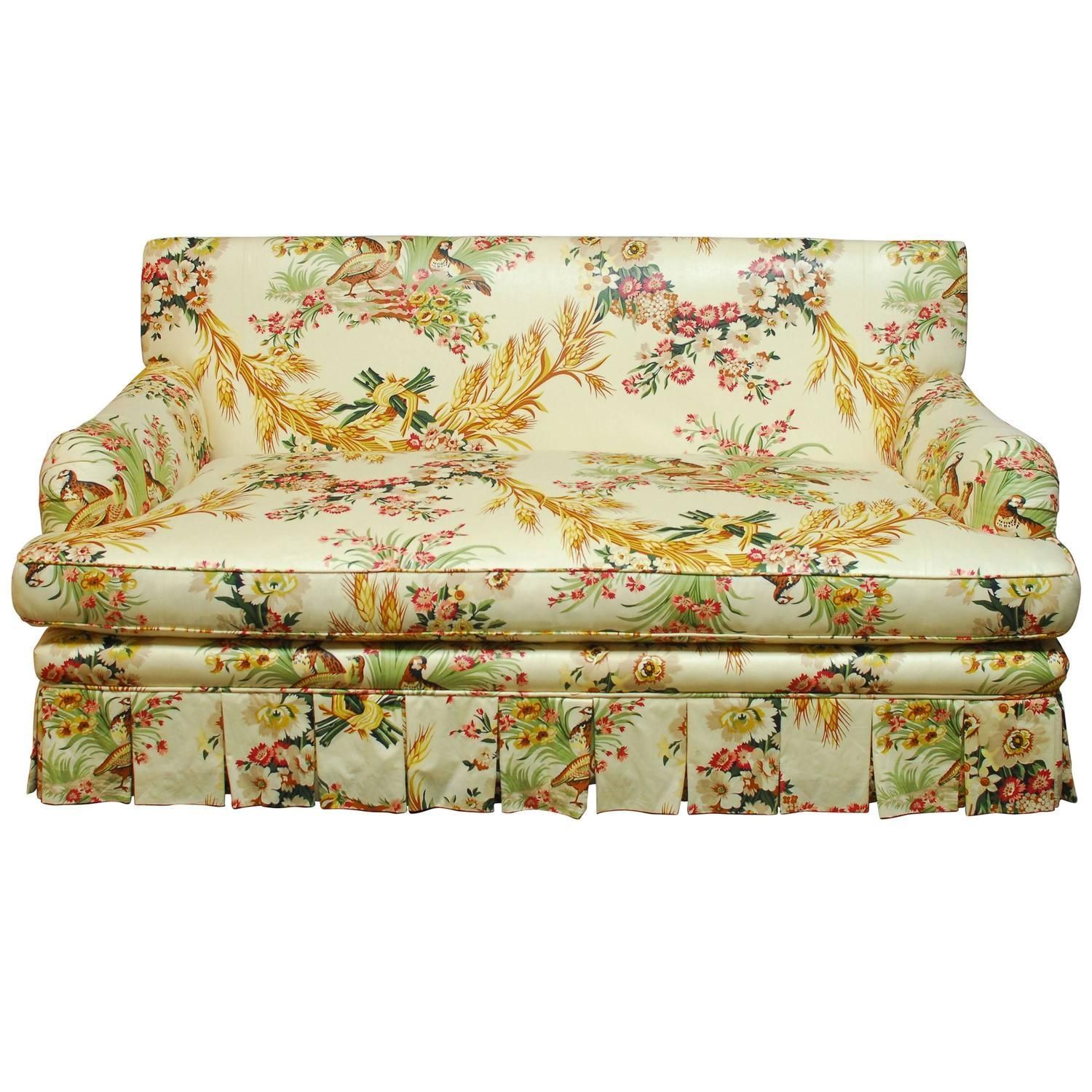 French Brunschwig And Fils Pheasant Toile Sofa At 1stdibs In Chintz Covered Sofas (Photo 18 of 20)