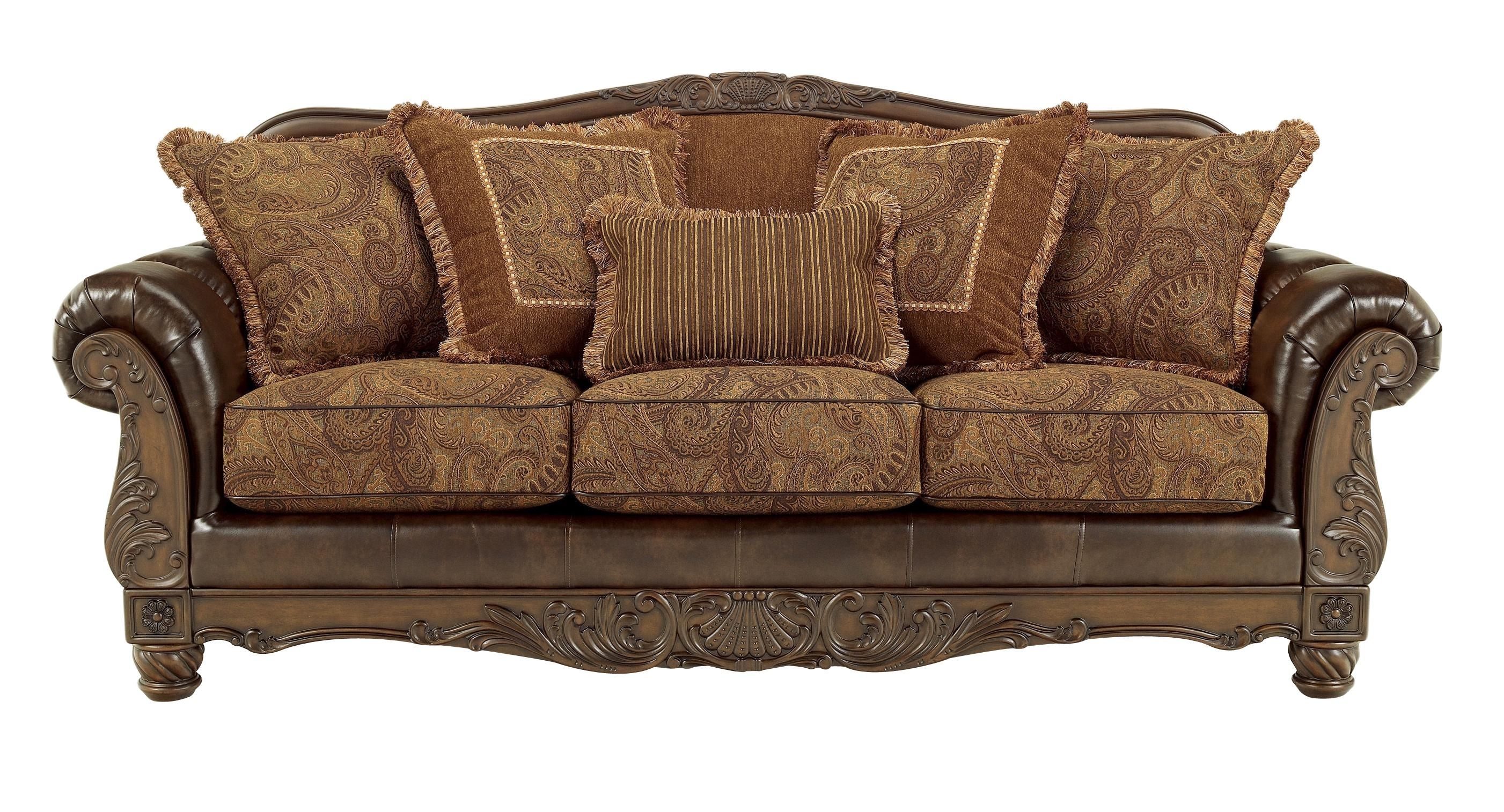 Fresco Durablend Traditional Antique Fabric Sofa | Living Rooms Intended For Antique Sofa Chairs (View 1 of 20)
