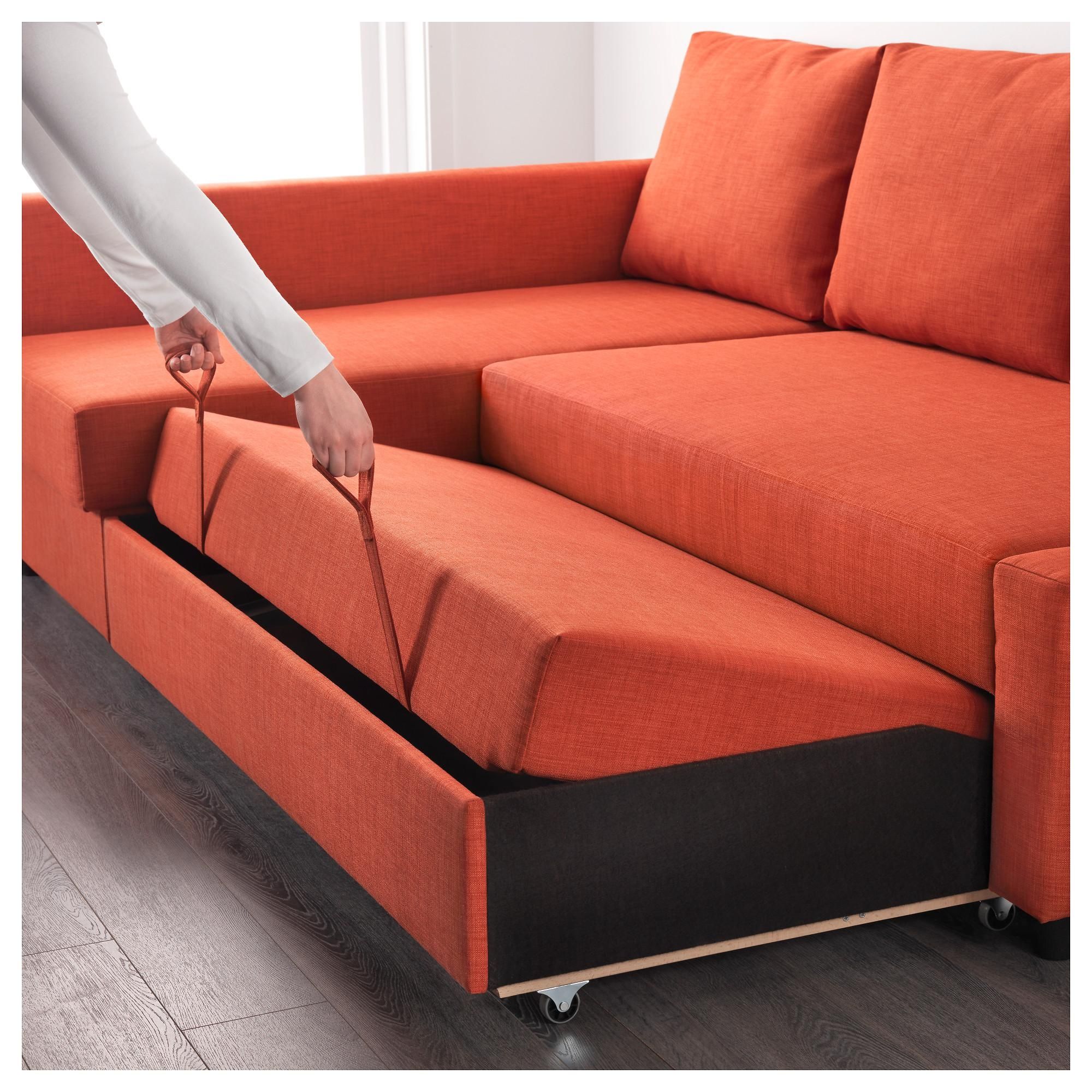 Friheten Corner Sofa Bed With Storage Skiftebo Dark Orange – Ikea In Ikea Corner Sofa Bed With Storage (View 20 of 20)