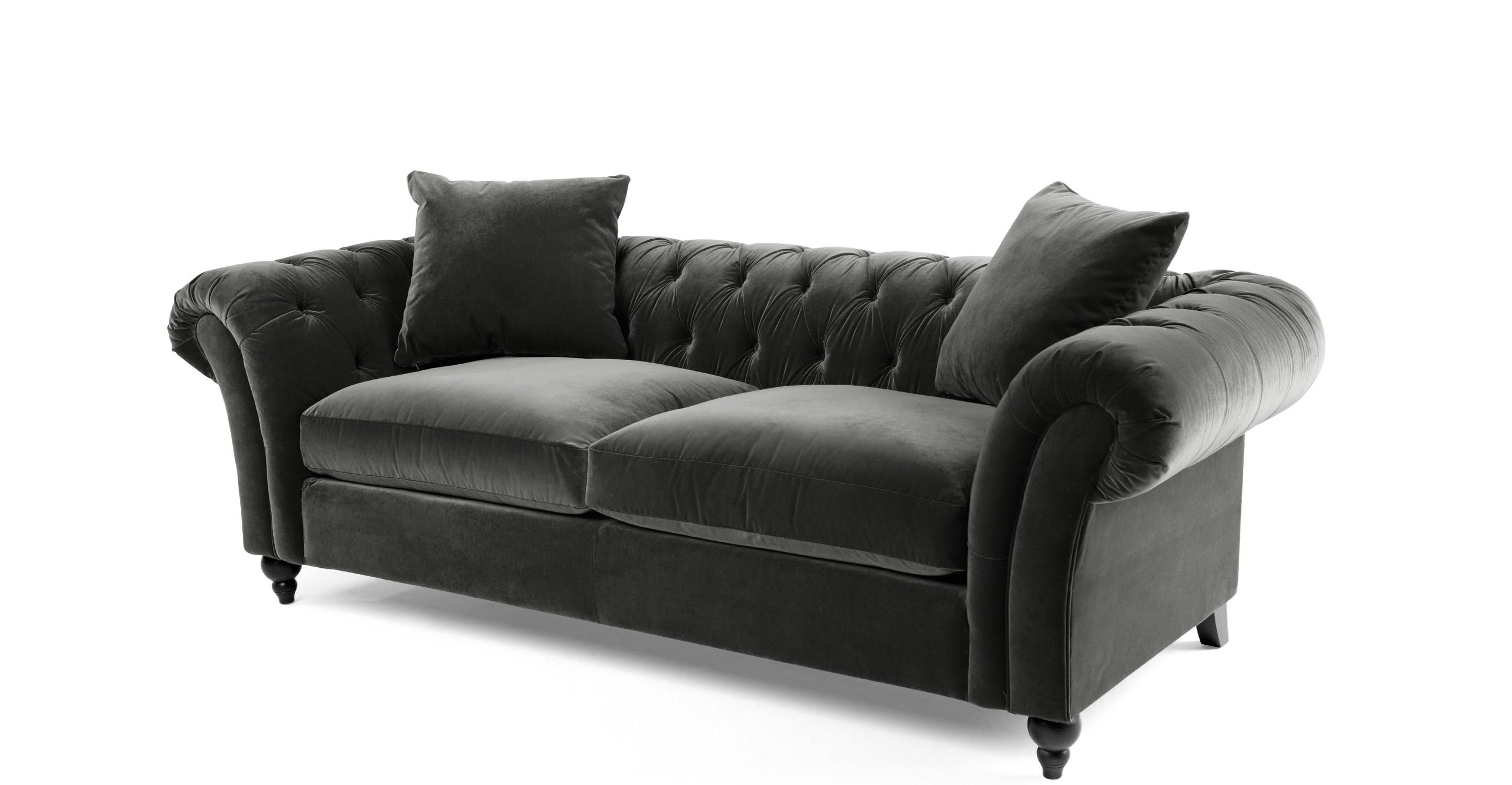 Furniture: Breathtaking Grey Velvet Sofa For Charming Home With Regard To Barrister Velvet Sofas (View 9 of 20)
