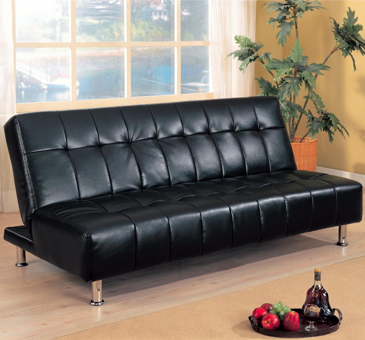 Furniture: Fabulous Faux Leather Futon For Living Room Decor Inside Faux Leather Futon Sofas (Photo 1 of 20)