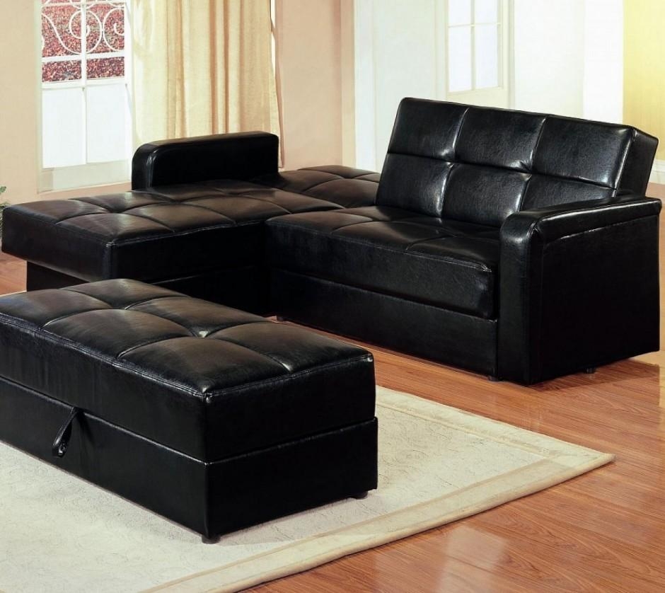 Featured Photo of 2024 Latest Black Leather Convertible Sofas