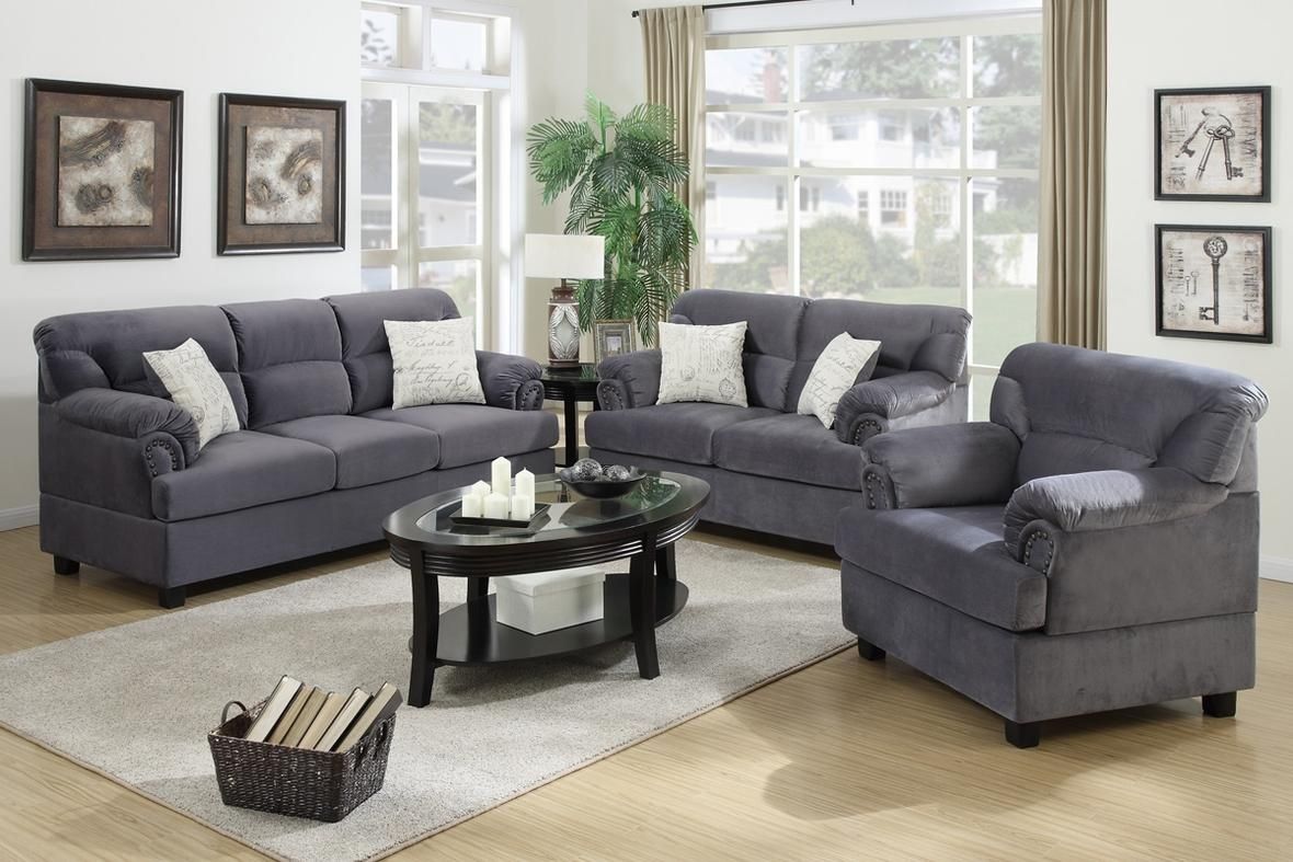 Grey Wood Sofa Loveseat And Chair Set – Steal A Sofa Furniture Pertaining To Sofa Loveseat And Chair Set (View 1 of 20)