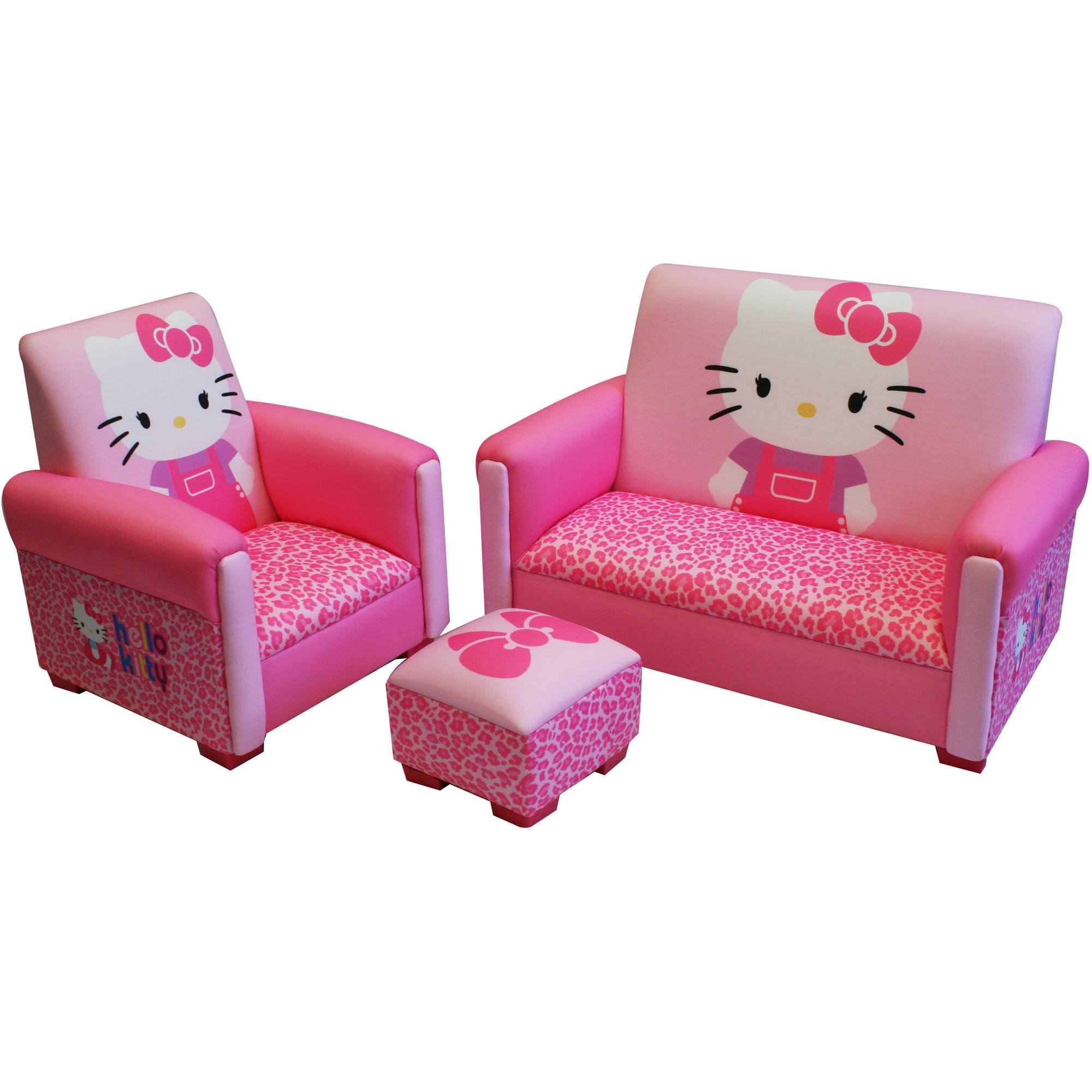 Hello Kitty Bows Toddler 3 Piece Sofa, Chair And Ottoman Set With Regard To Toddler Sofa Chairs (Photo 1 of 20)