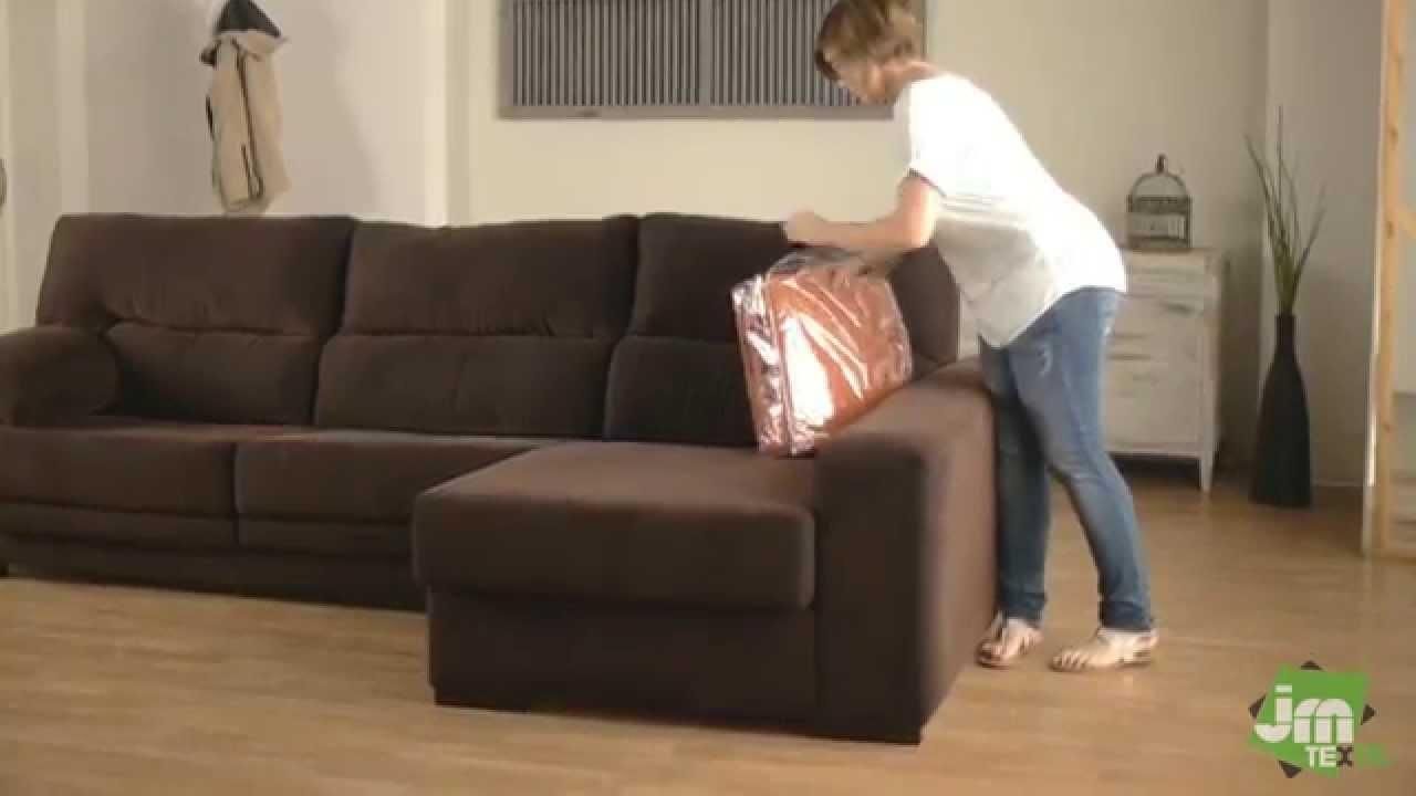 How To Put A Stretch Chaise Sofa Cover – Youtube With Chaise Sofa Covers (View 1 of 20)