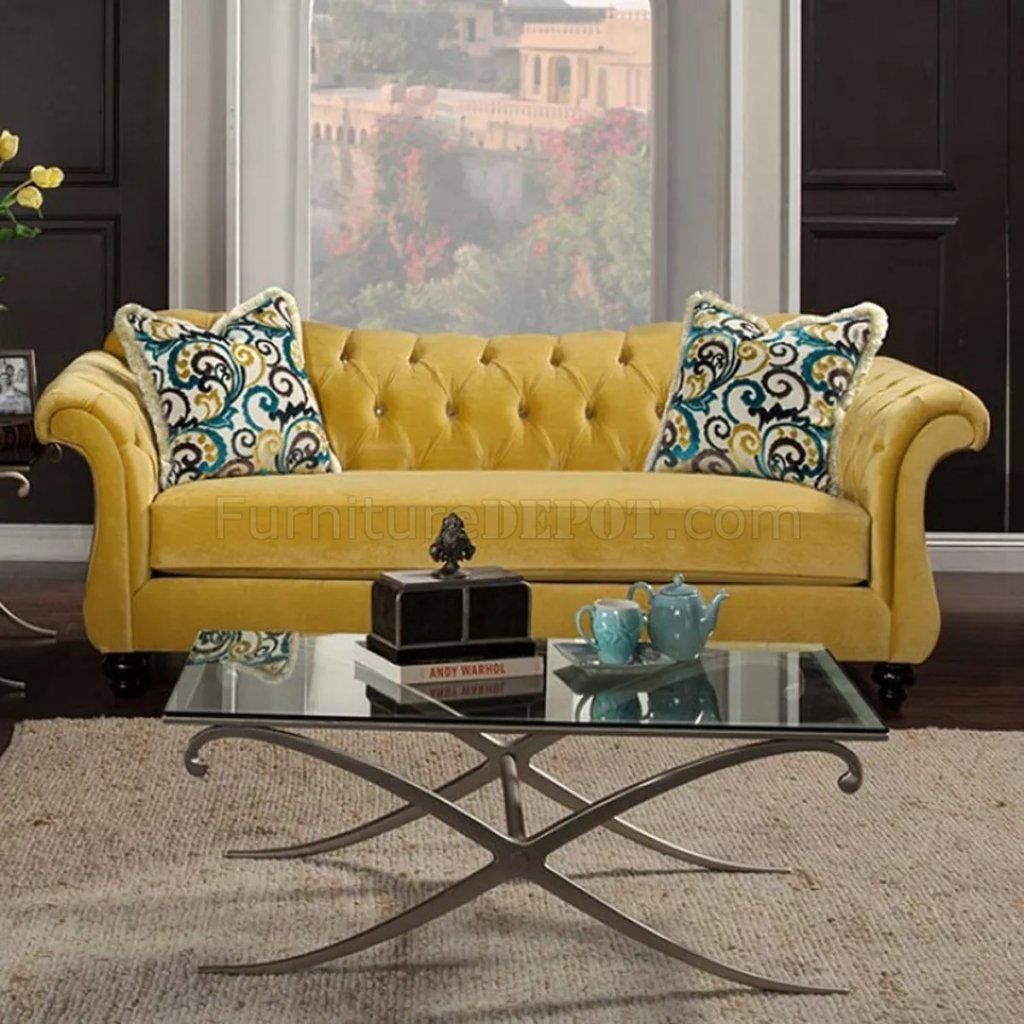 Ii Sm2223 Sofa In Royal Yellow Fabric W/options Pertaining To Antoinette Sofas (View 10 of 20)