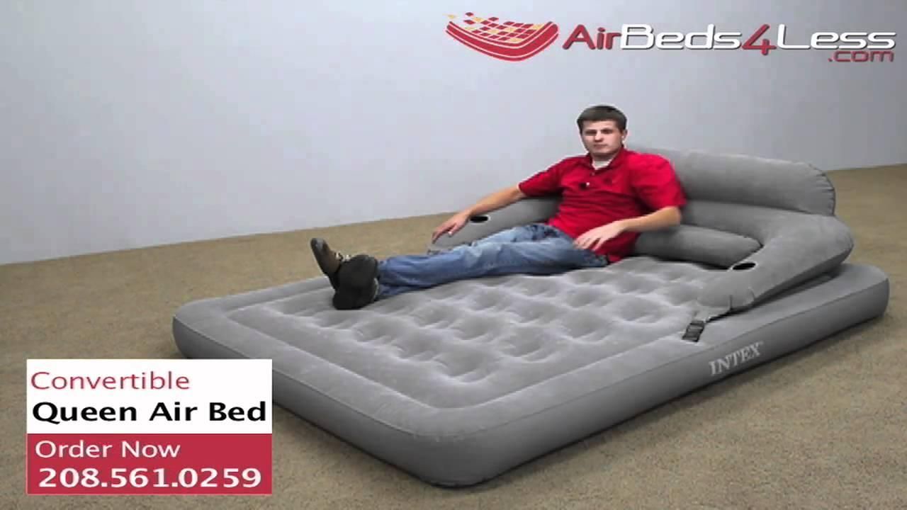 Intex Convertible Lounge Queen Camping Air Bed – Youtube With Intex Queen Sleeper Sofas (View 15 of 20)