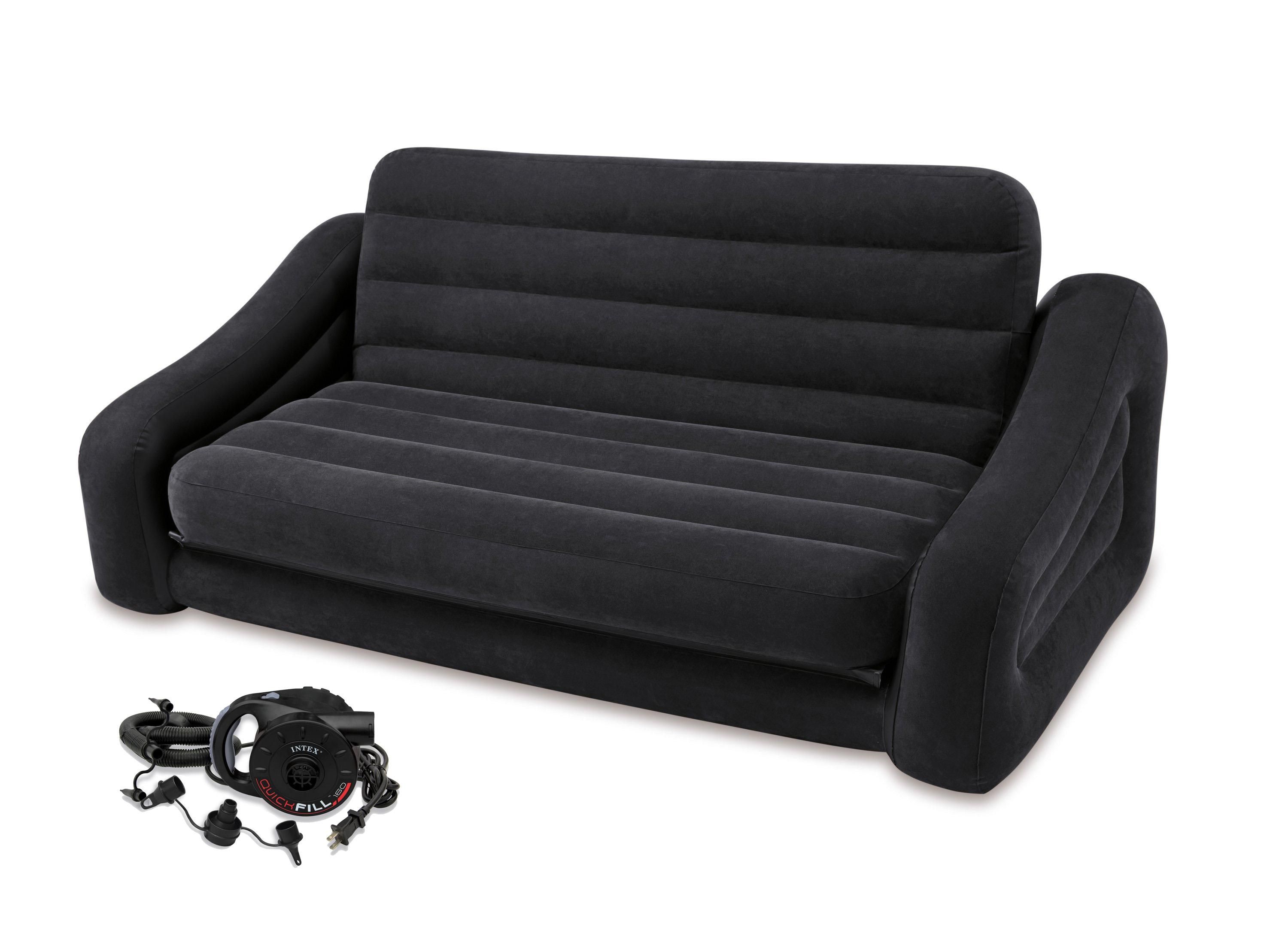 Intex Inflatable Pull Out Sofa & Queen Bed Mattress Sleeper W/ Ac Intended For Inflatable Pull Out Sofas (View 15 of 20)