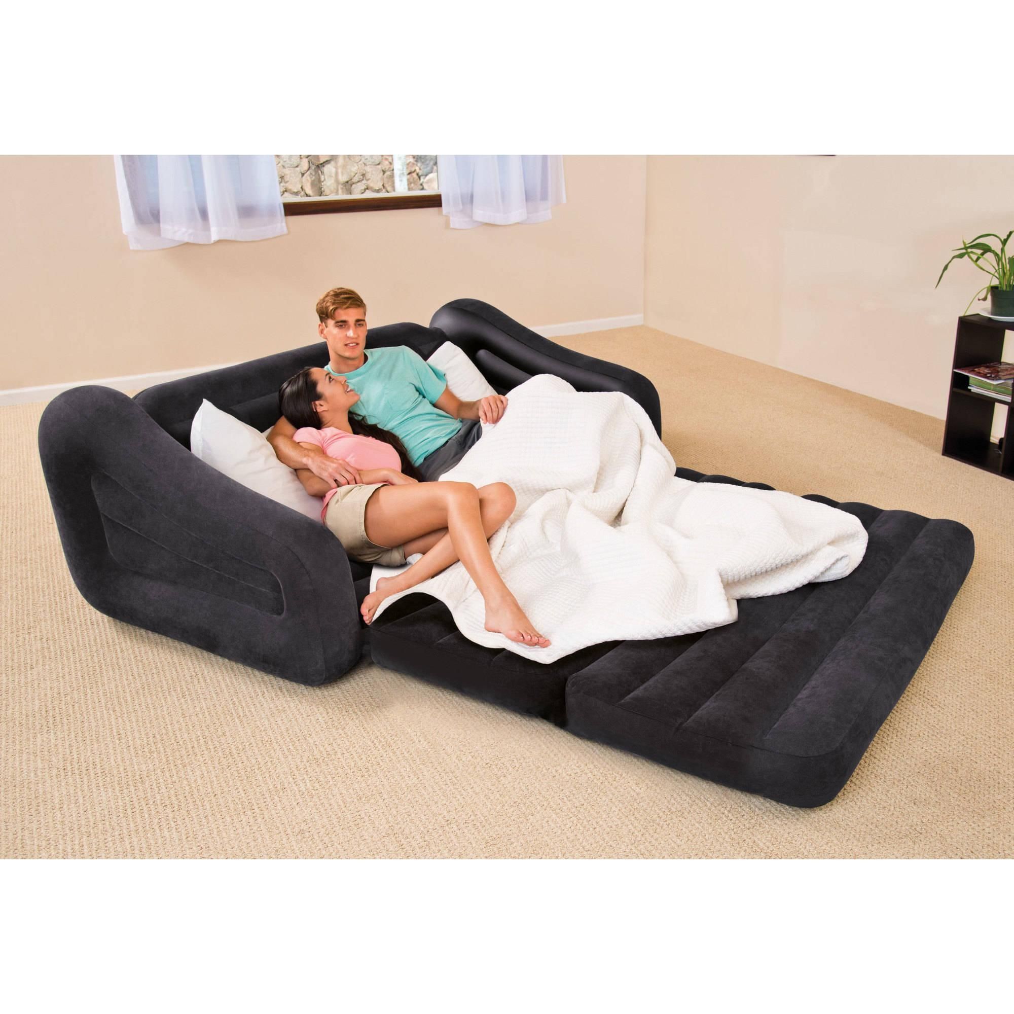Intex Queen Inflatable Pull Out Sofa Bed – Walmart Throughout Flip Out Sofa Bed Toddlers (View 17 of 20)