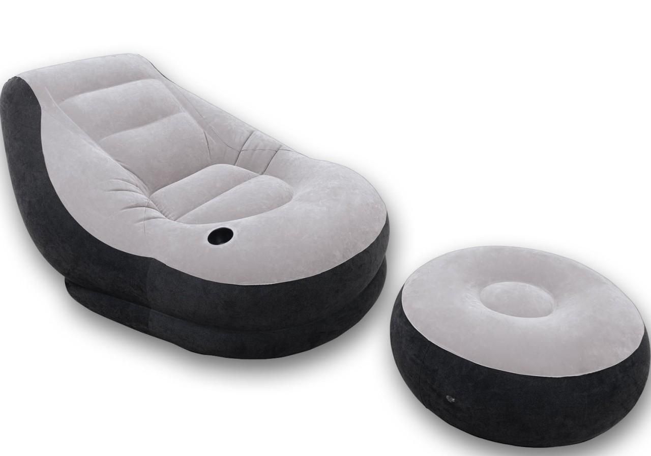 Intex Ultra Lounge Inflatable Sofa Chair And Ottoman Intended For Intex Air Couches (View 18 of 20)