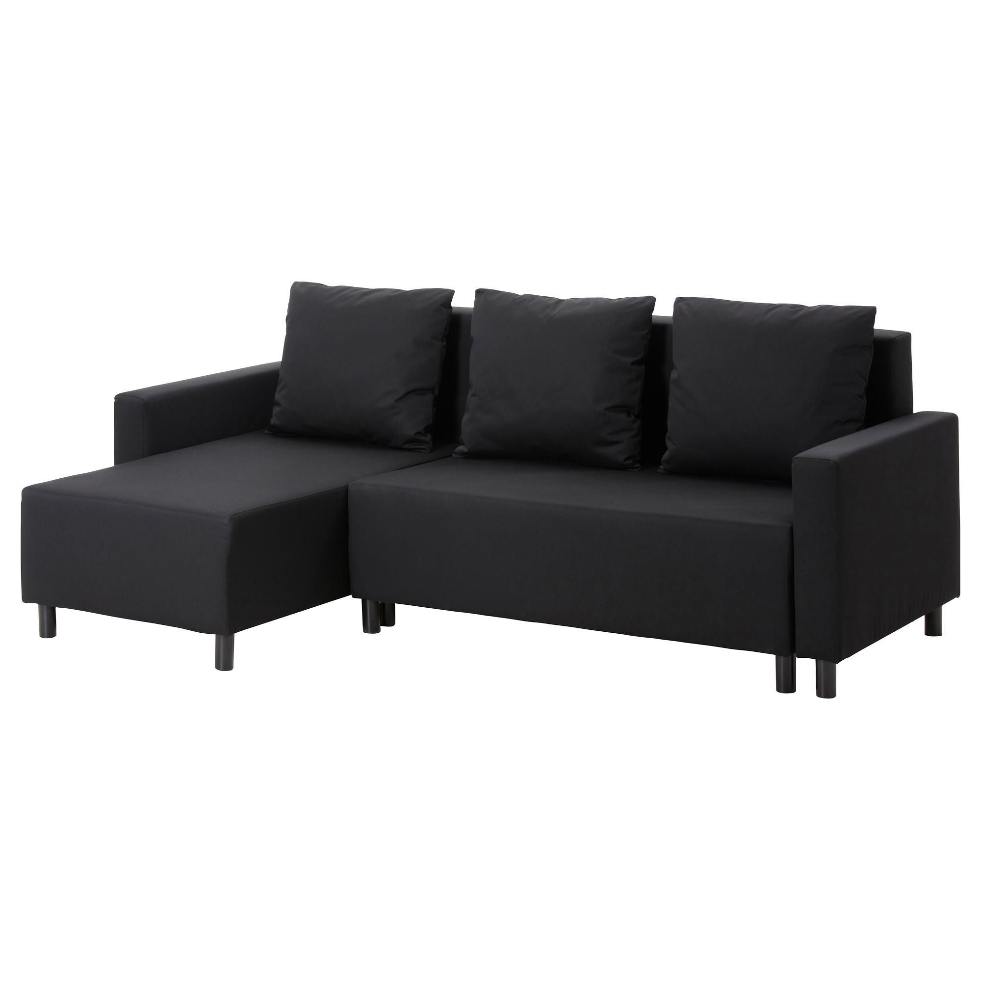 Lugnvik Sofa Bed With Chaise Longue Granån Black – Ikea Throughout Chaise Longue Sofa Beds (View 16 of 20)