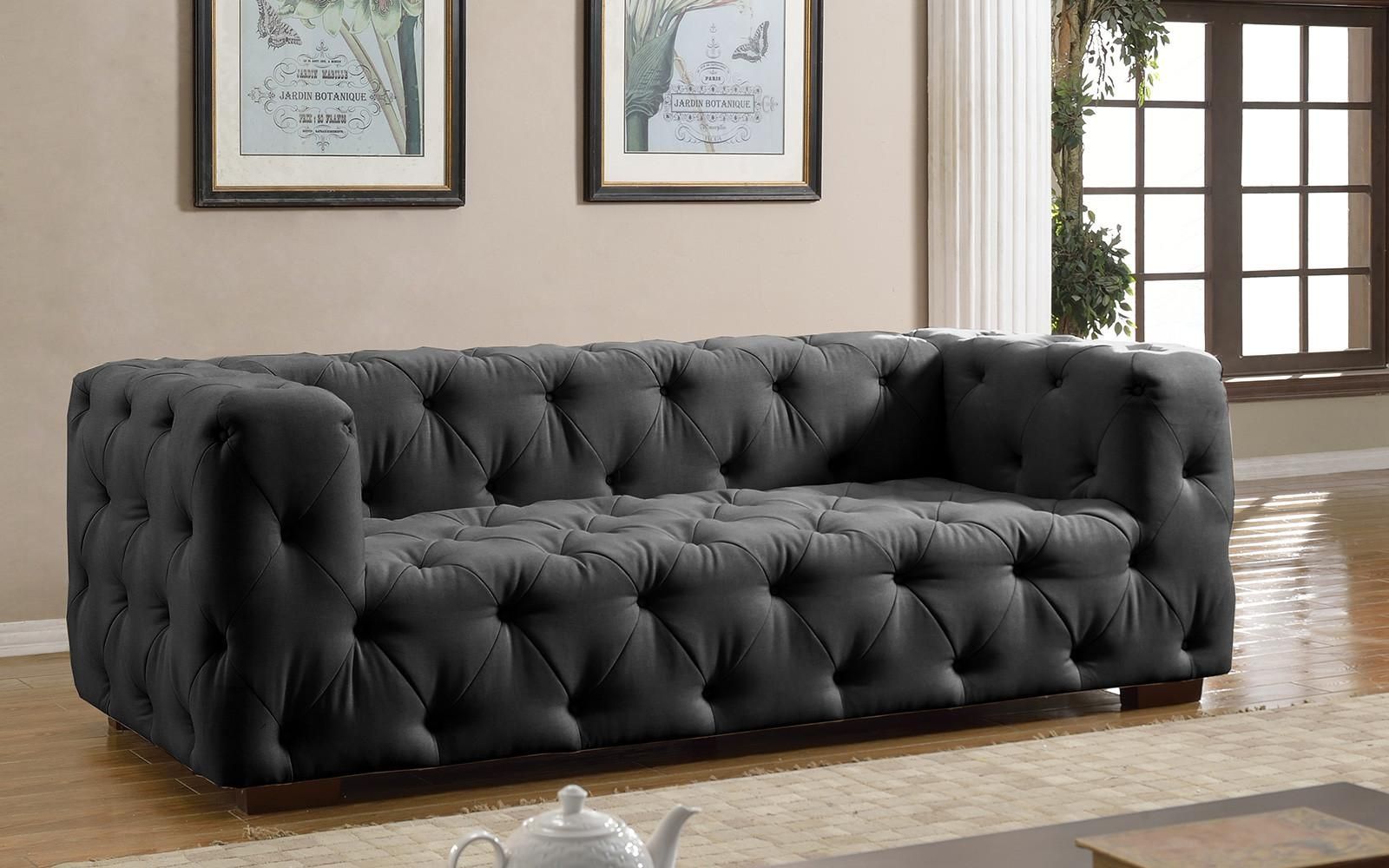 Luxurious Modern Large Tufted Linen Fabric Sofa – Walmart With Tufted Linen Sofas (View 5 of 20)