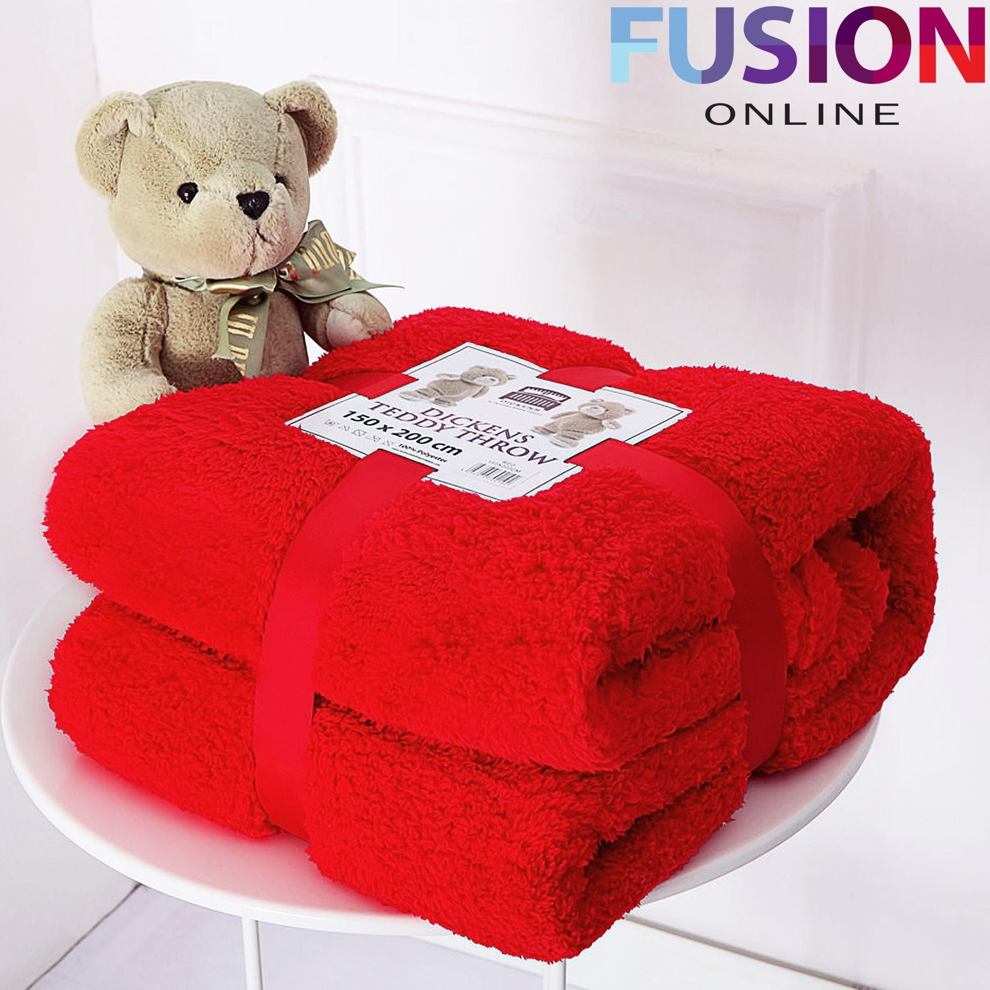 Luxury Thick Warm Soft Teddy Bear Sherpa Fleece Blanket Sofa Bed With Red Sofa Throws (View 13 of 22)