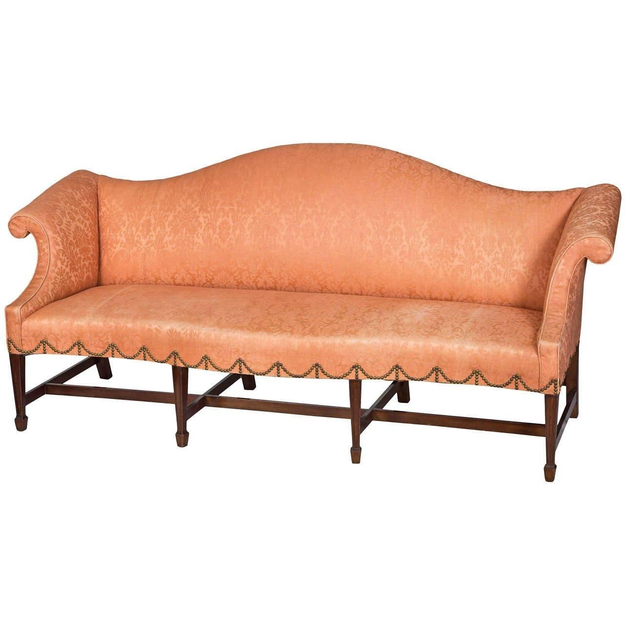 Mahogany Chippendale Camelback Sofa With Bowed Seat And Spade Feet Throughout Chippendale Camelback Sofas (View 20 of 20)