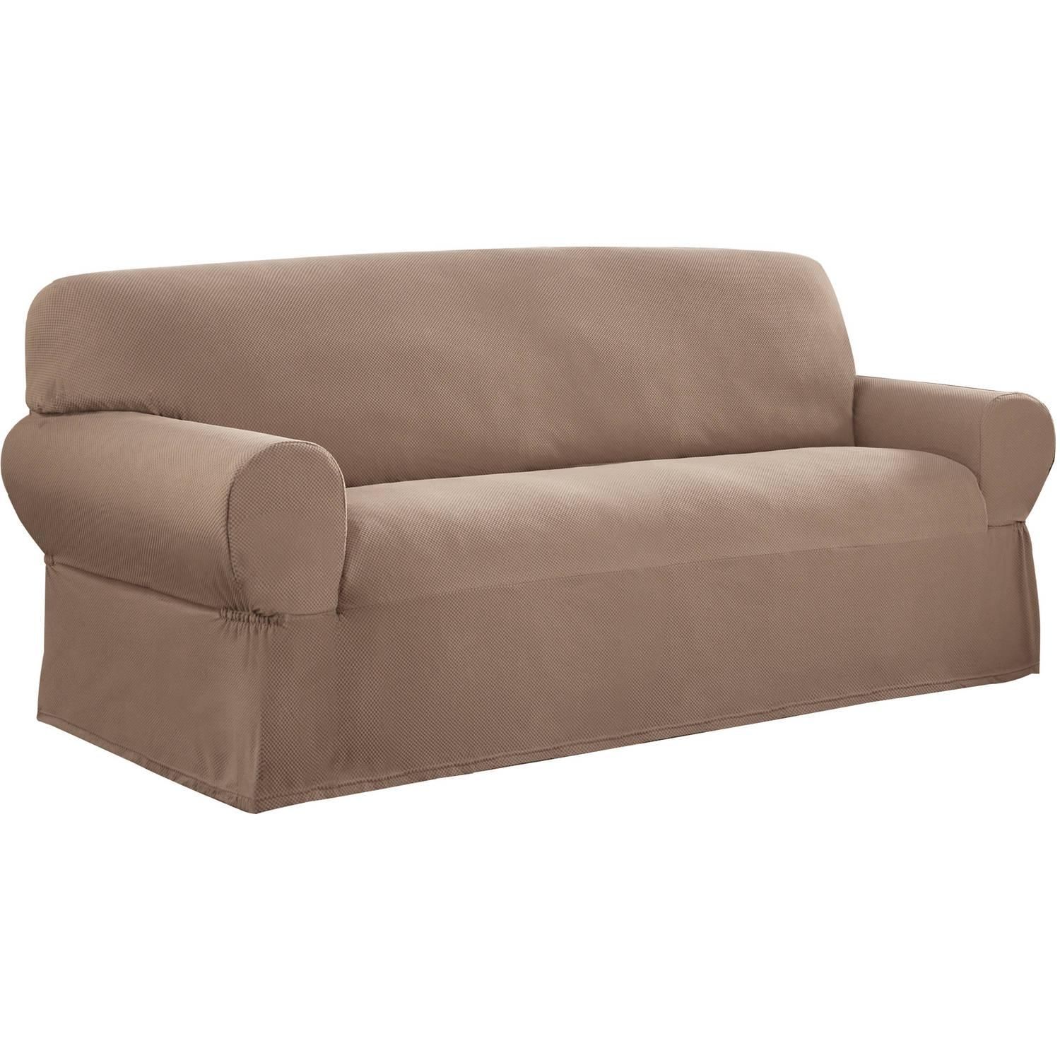 Mainstays 1 Piece Stretch Fabric Sofa Slipcover – Walmart Pertaining To Loveseat Slipcovers 3 Pieces (View 14 of 20)