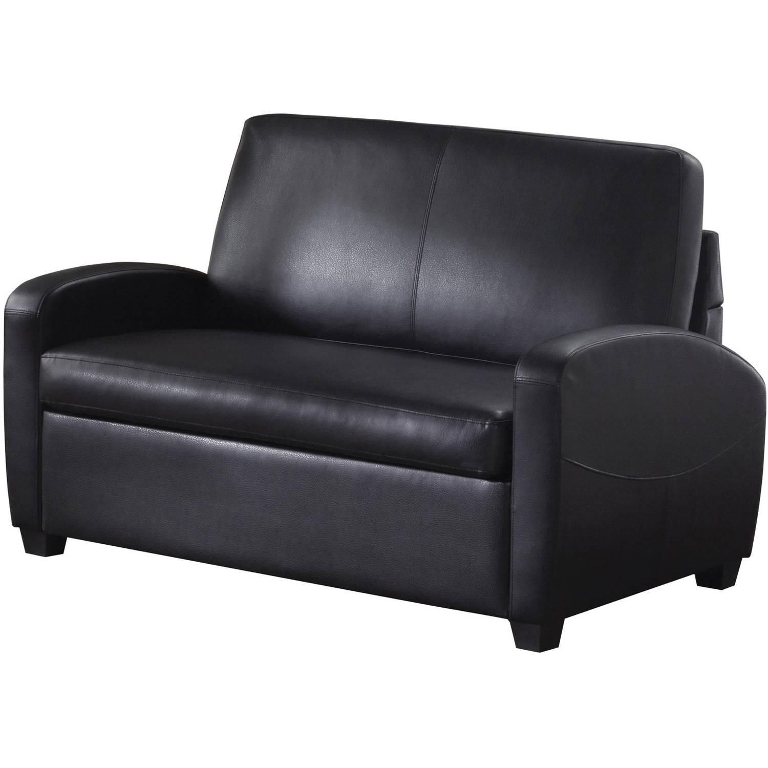 Mainstays Sofa Sleeper, Black – Walmart With Black Leather Convertible Sofas (View 18 of 20)