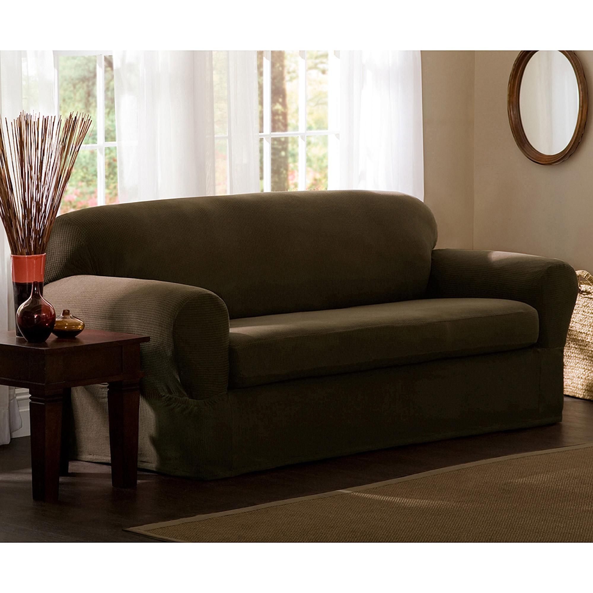 Maytex Reeves Polyester/spandex Loveseat Slipcover – Walmart With Regard To Loveseat Slipcovers 3 Pieces (View 4 of 20)