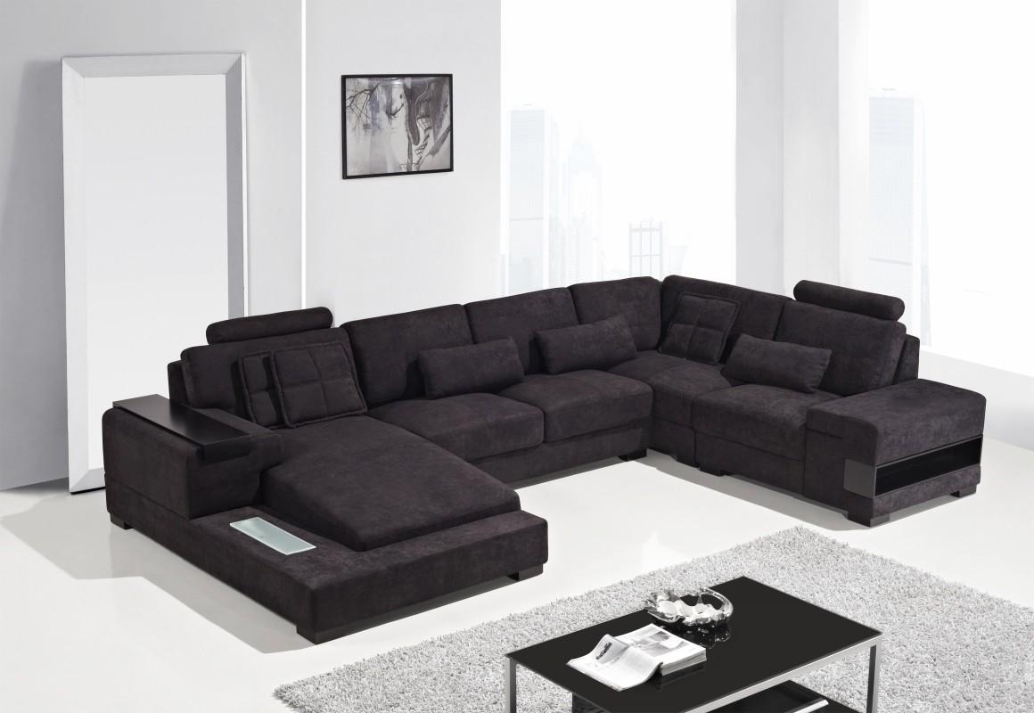 Modern Fabric Sectional Sofa In Black Fabric Sectional (Photo 1 of 15)