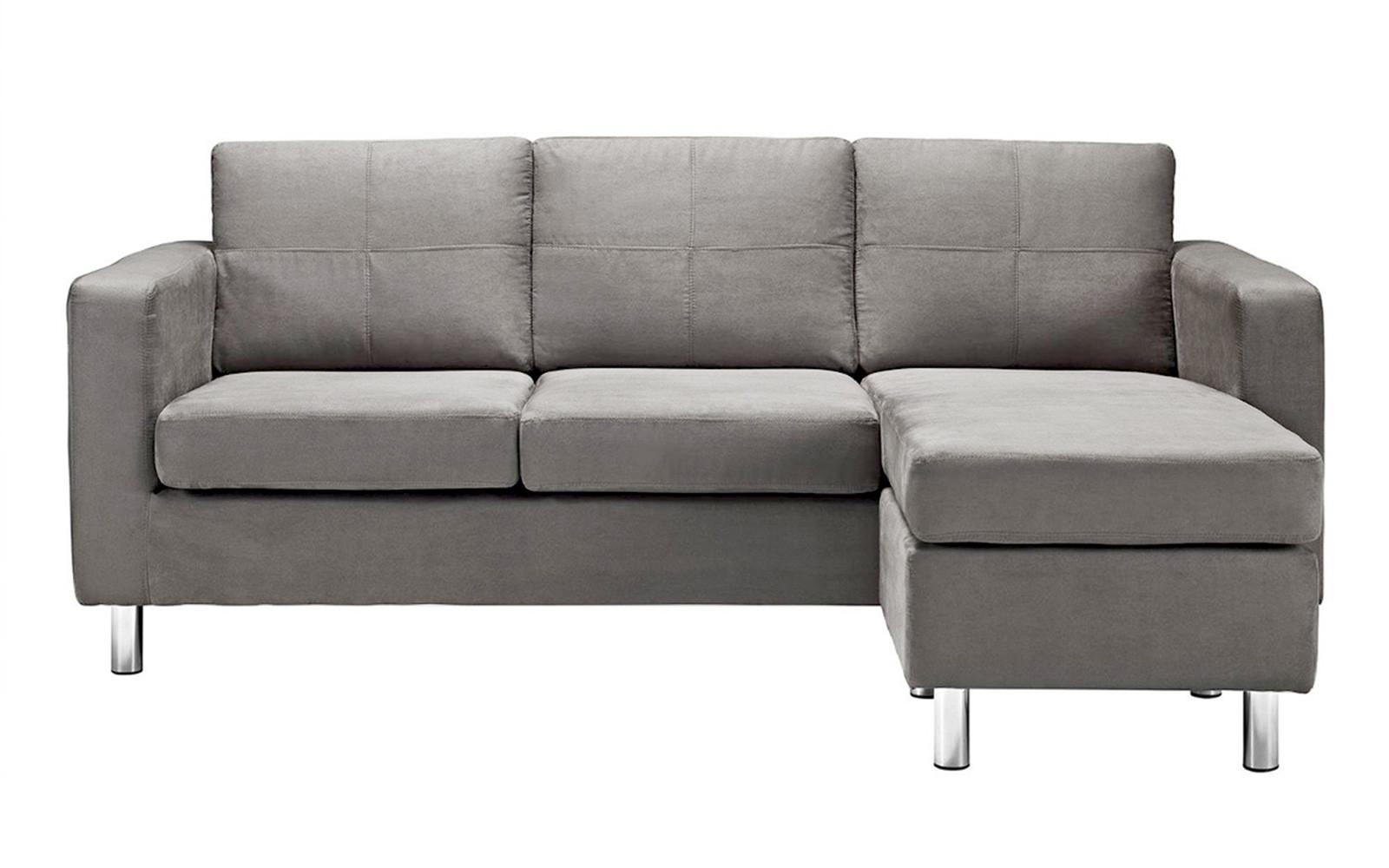 Modern Reversible Small Space Configurable Microfiber Sectional For Small Microfiber Sectional (Photo 1 of 20)