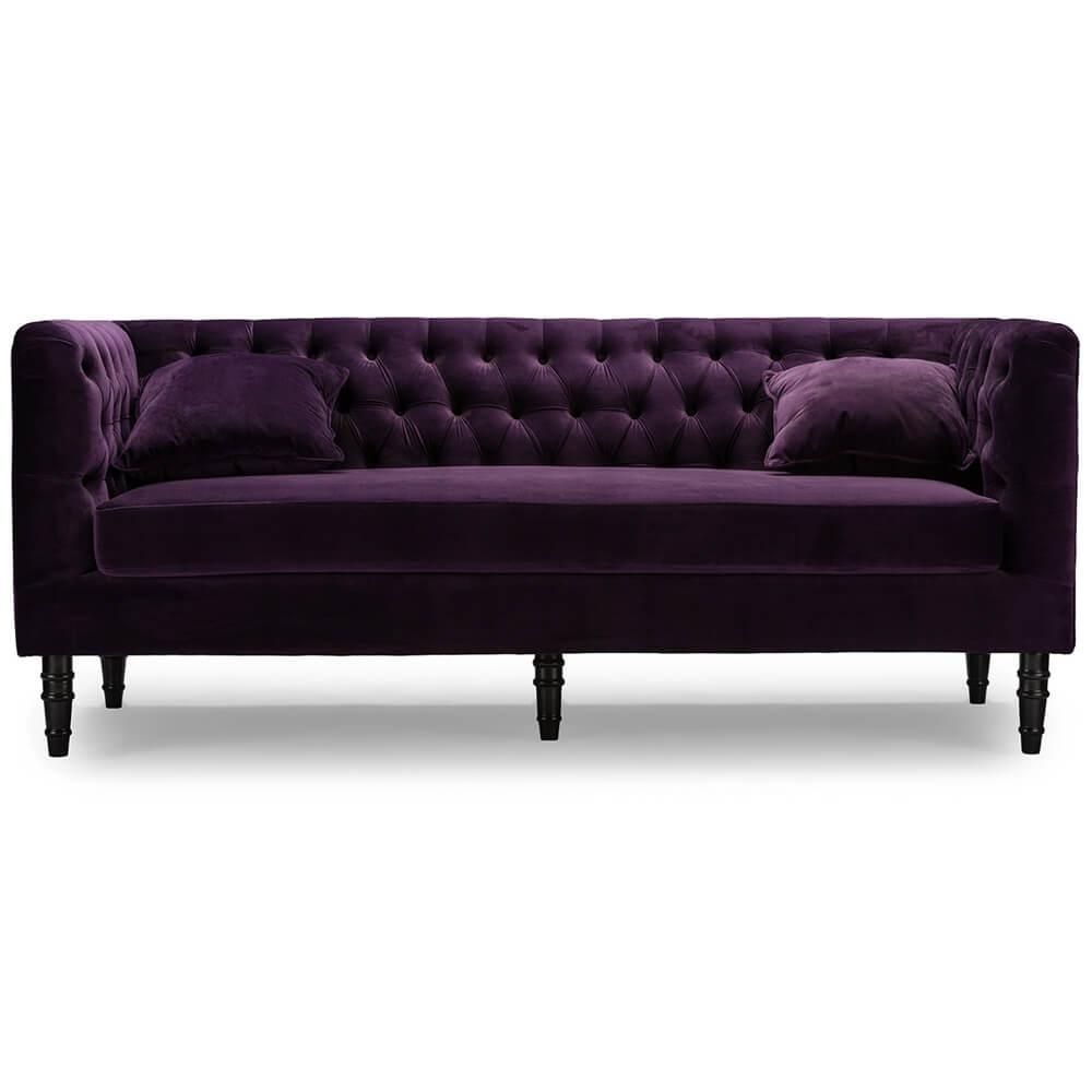 Purple Velvet Tufted Sofa | Modern Furniture • Brickell Collection Throughout Velvet Purple Sofas (View 2 of 20)