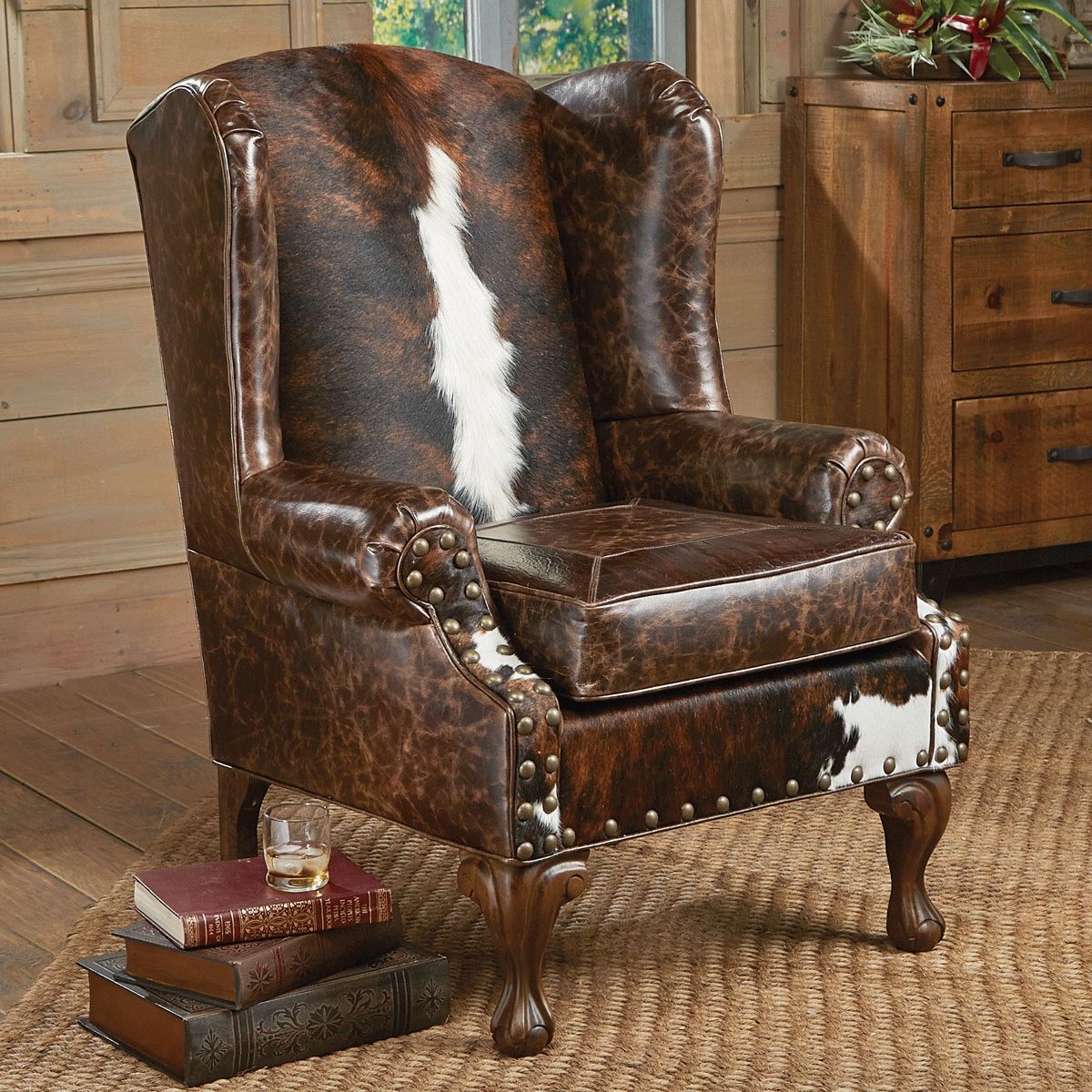 Santa Fe Wing Back Chair Intended For Cowhide Sofas (View 7 of 20)