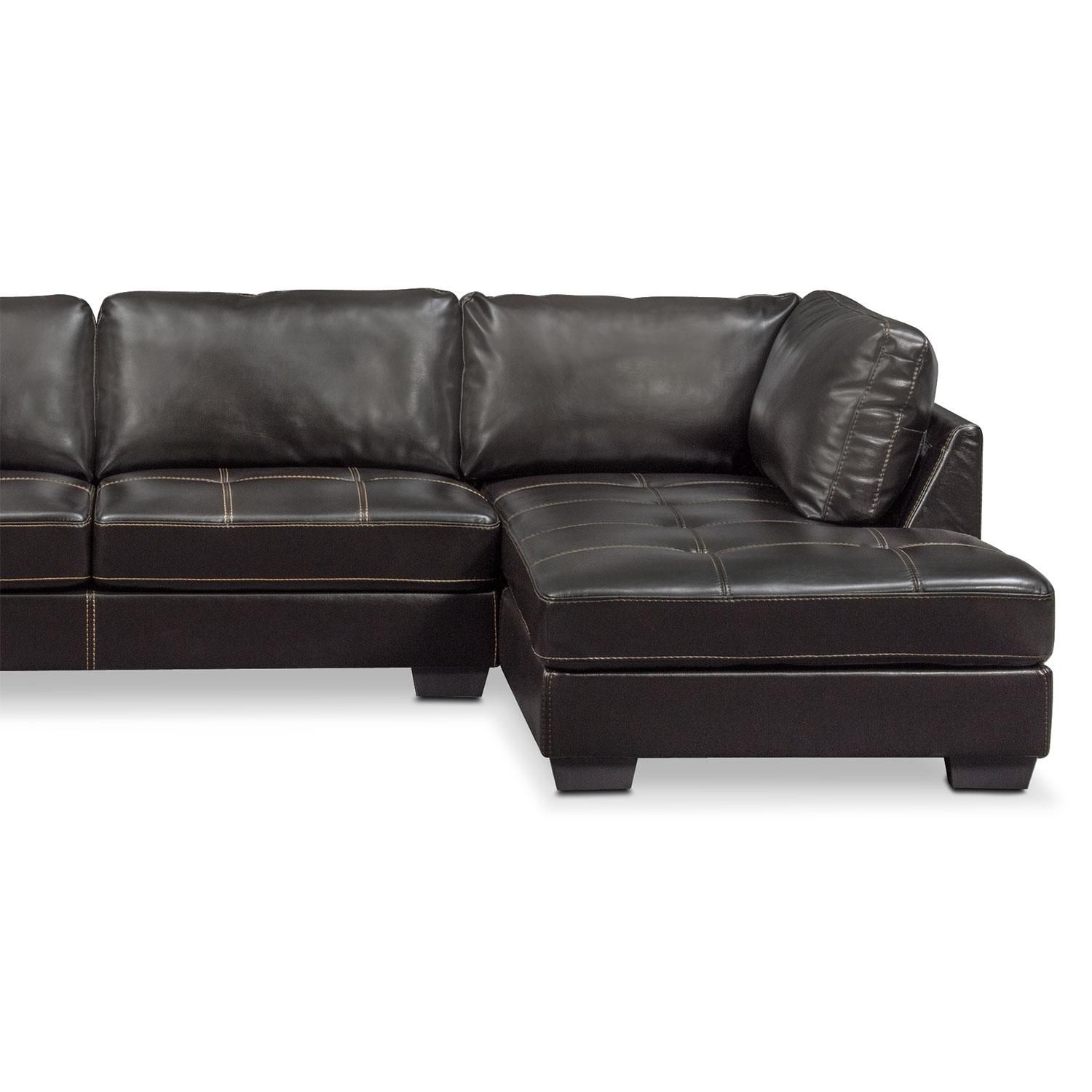 Santana 3 Piece Sectional – Black | Value City Furniture Regarding Black And White Sectional (View 15 of 15)
