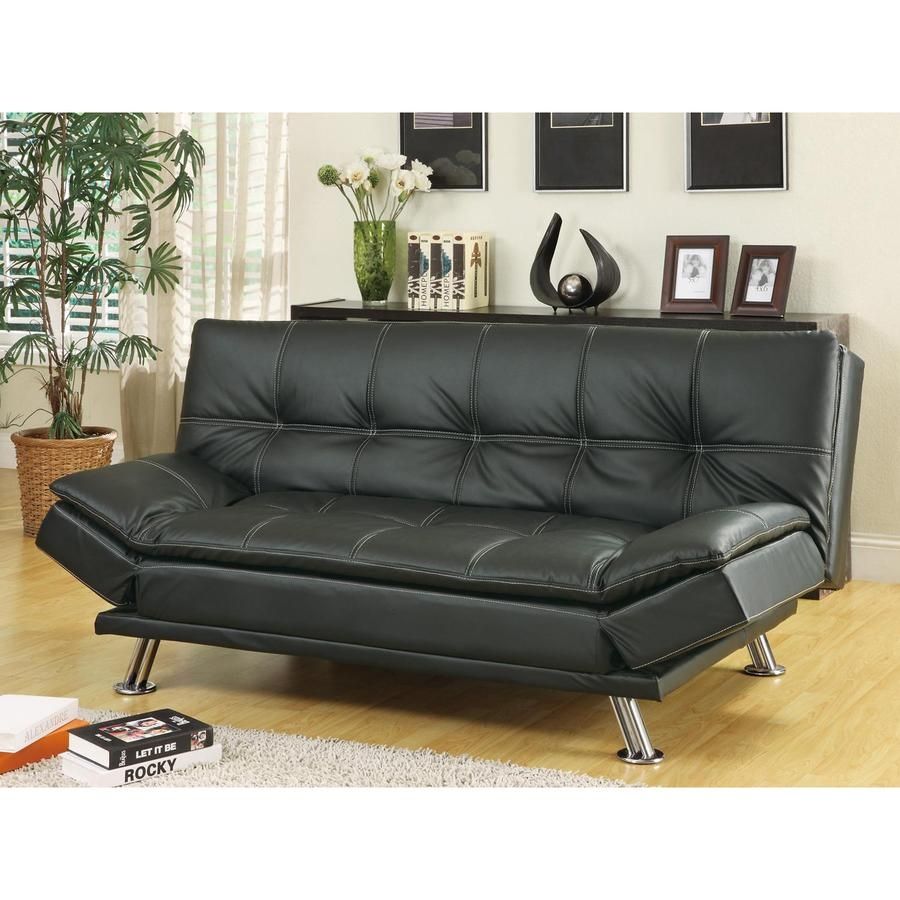 Shop Coaster Fine Furniture Black Vinyl Sofa Bed At Lowes Inside Coaster Futon Sofa Beds (View 8 of 20)