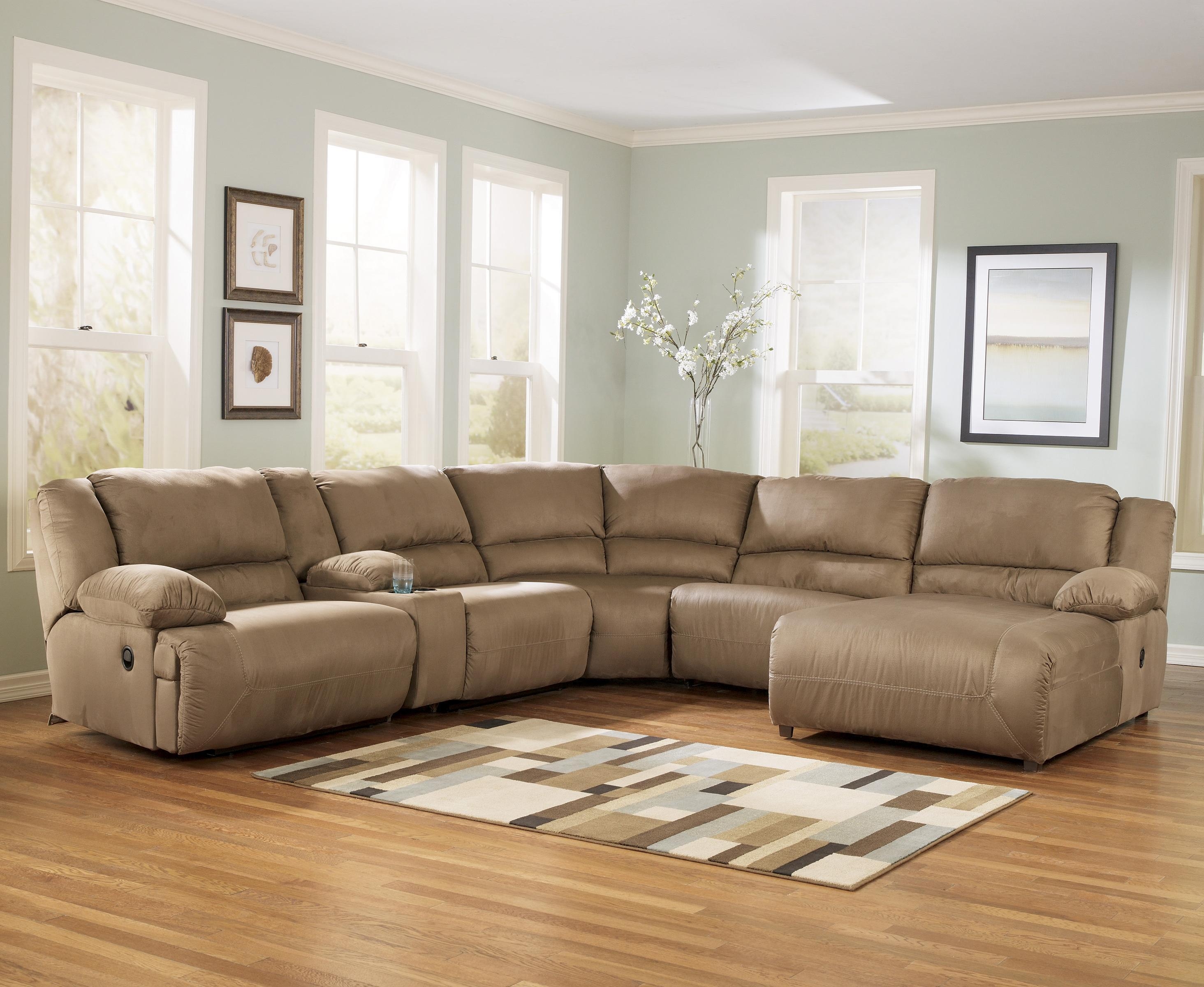 Signature Designashley Hogan – Mocha 6 Piece Motion Sectional Intended For 6 Piece Sectional Sofas Couches (Photo 1 of 20)