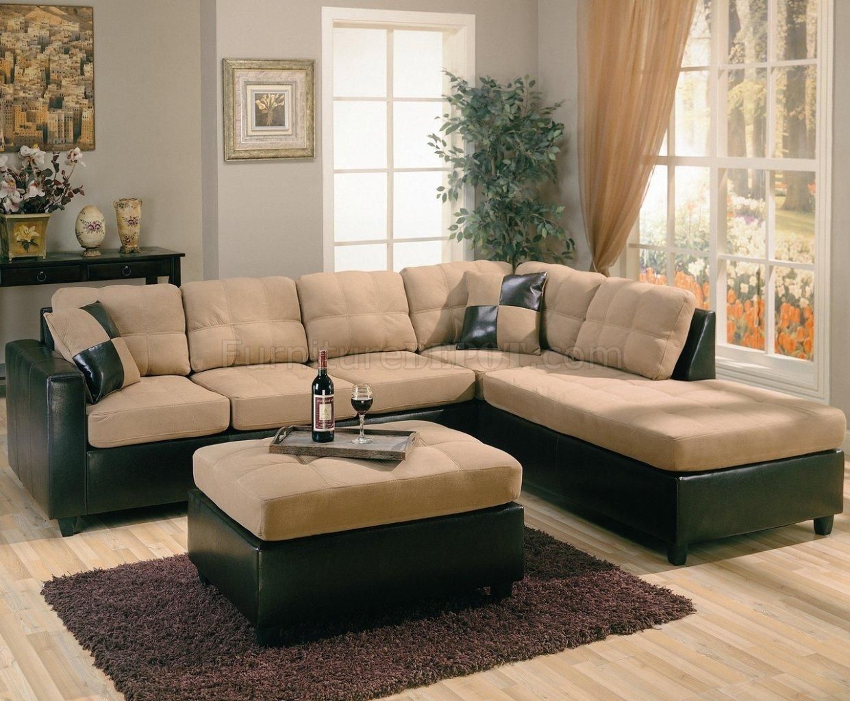 Sofa Fabric Sectionals Microfiber Sectional Sofas Microsuede Sofa With Regard To Leather And Suede Sectional Sofa (View 10 of 20)