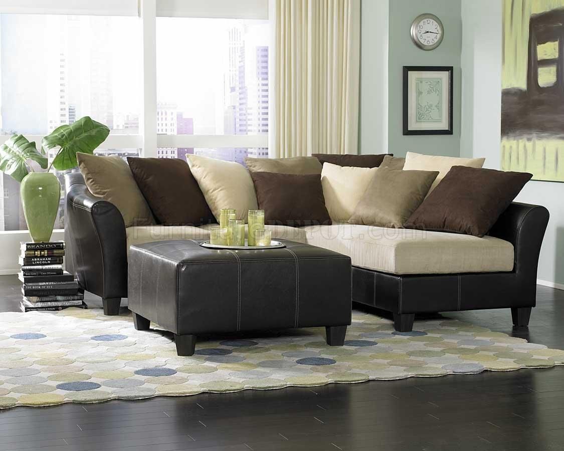 Sofas Center : Beige Sectional Sofa Sensational Images Design Intended For Leather And Suede Sectional Sofa (View 18 of 20)