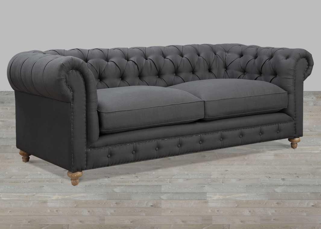 Sofas Center : Remarkable Tufted Grey Sofa Photo Ideas Linen With Throughout Tufted Linen Sofas (View 18 of 20)