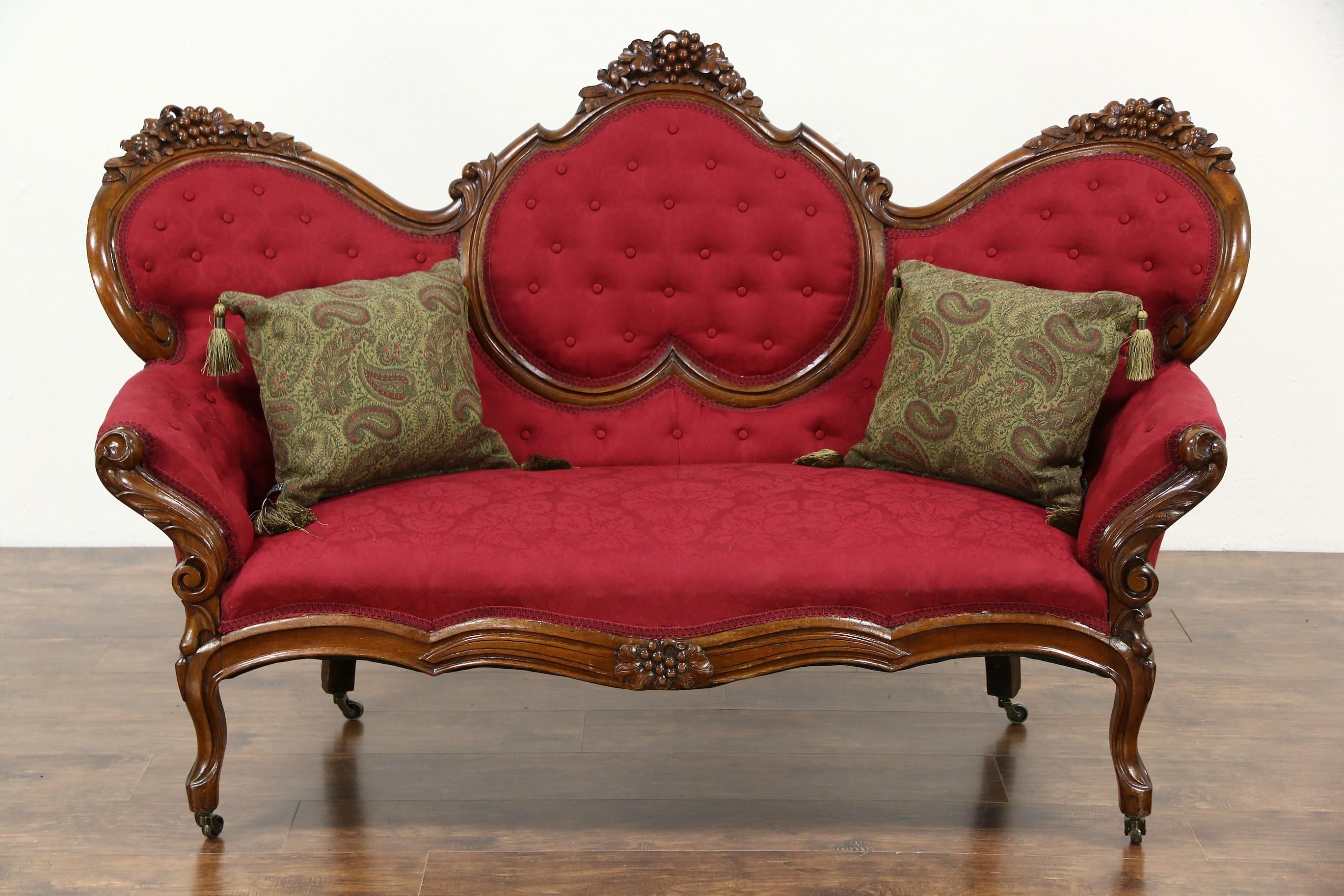 Sold – Victorian 1860's Antique Grape Carved Walnut Sofa, New Regarding Antique Sofa Chairs (View 3 of 20)
