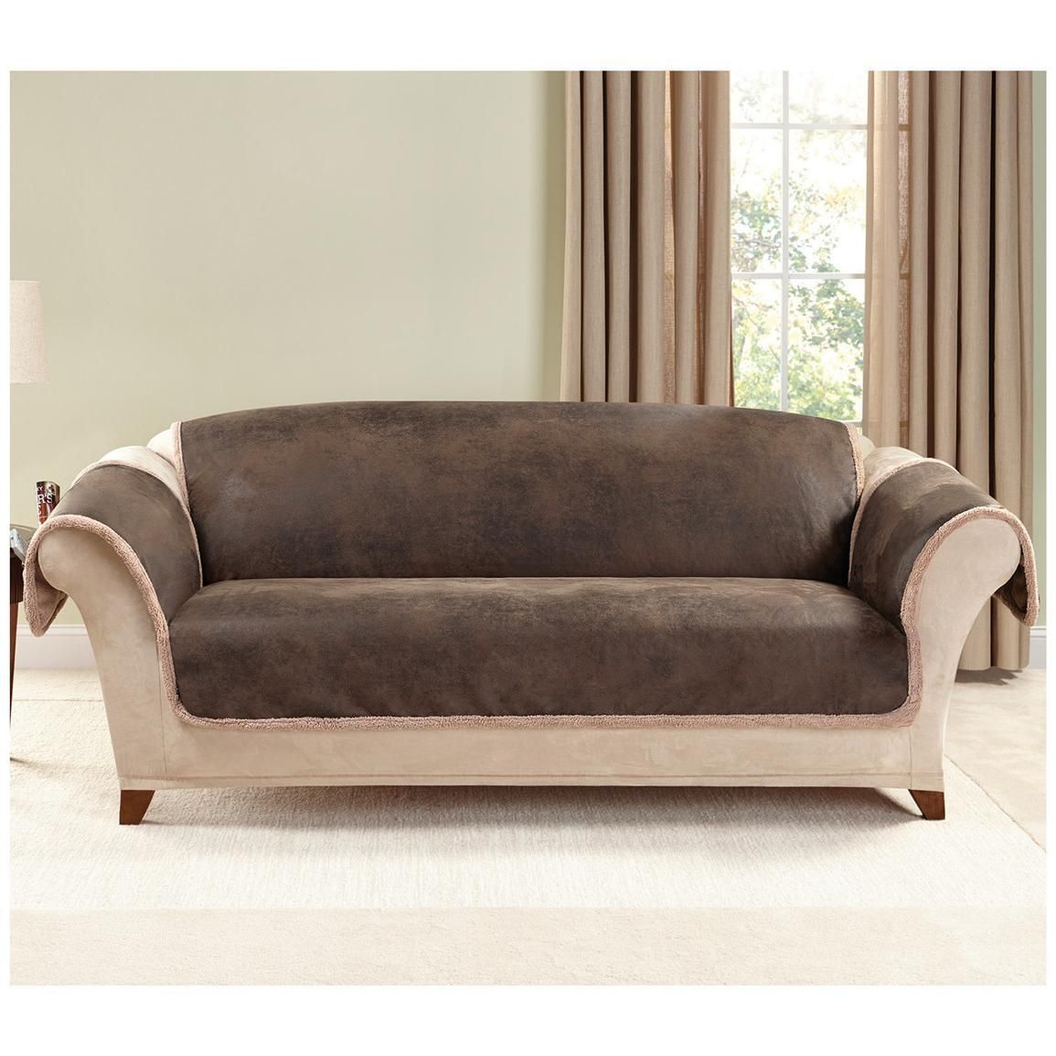 Sure Fit® Leather Furn Friend Sofa Slipcover – 581243, Furniture Throughout Slipcover For Leather Sofas (View 4 of 20)