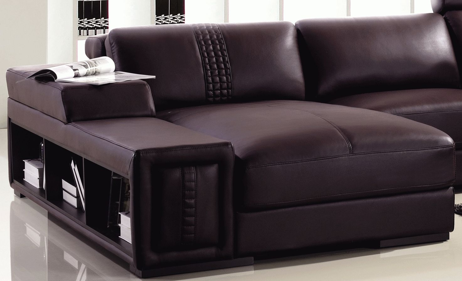 T132 Mini Modern Brown Leather Sectional Sofa Pertaining To Mini Sectional Sofas (View 4 of 20)