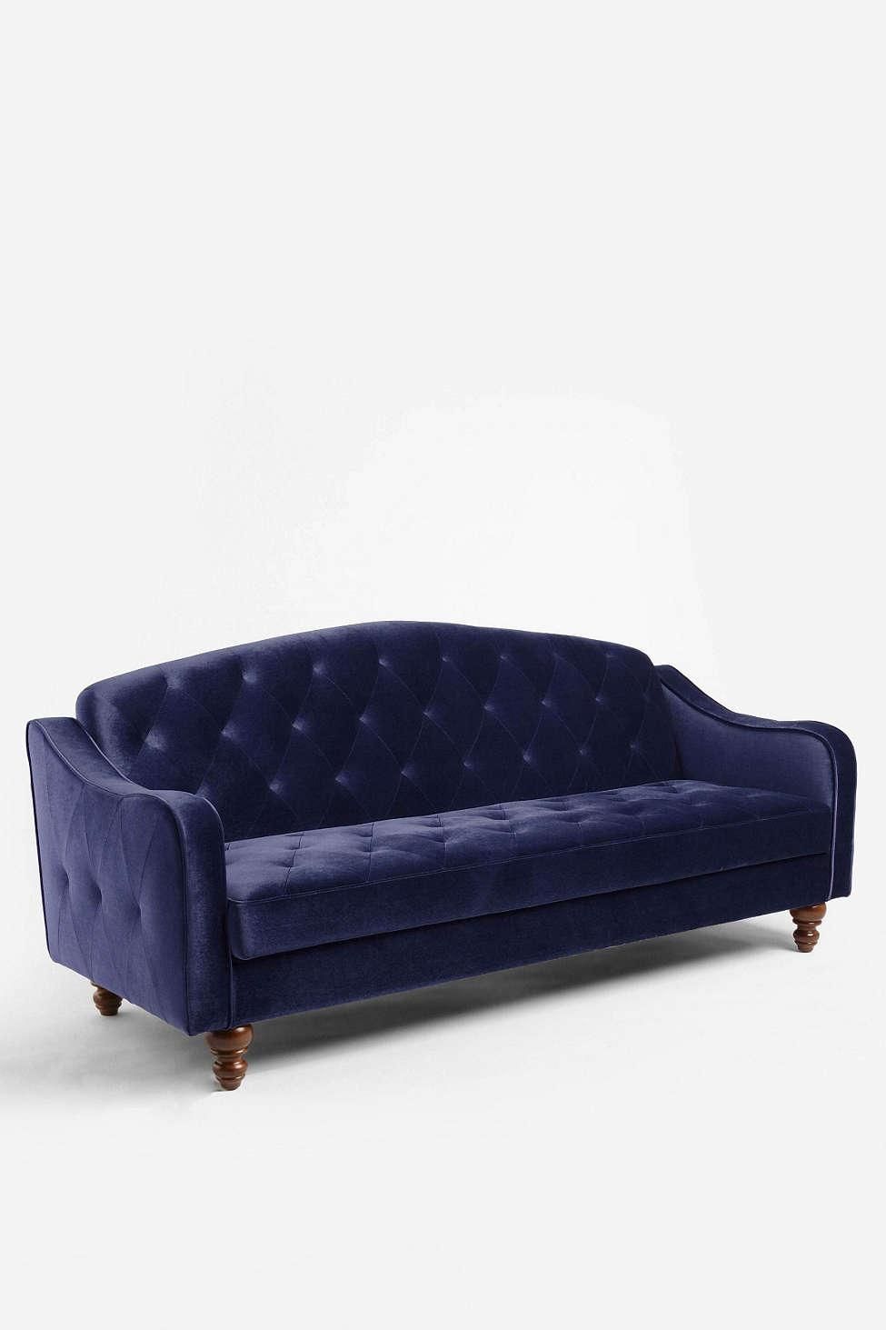 Velvet Tufted Sofa Sleeper : Repairing Velvet Tufted Sofa – Home Intended For Blue Velvet Tufted Sofas (View 16 of 20)