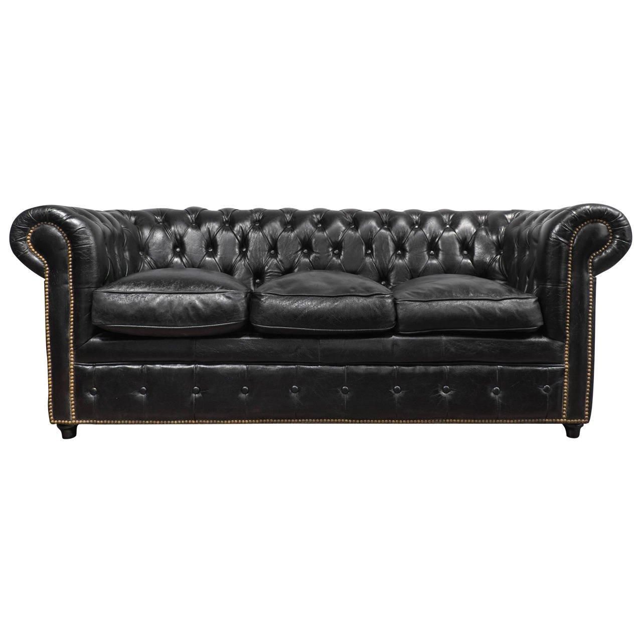Vintage Black Leather Chesterfield Sofa At 1stdibs With Vintage Chesterfield Sofas (View 11 of 20)