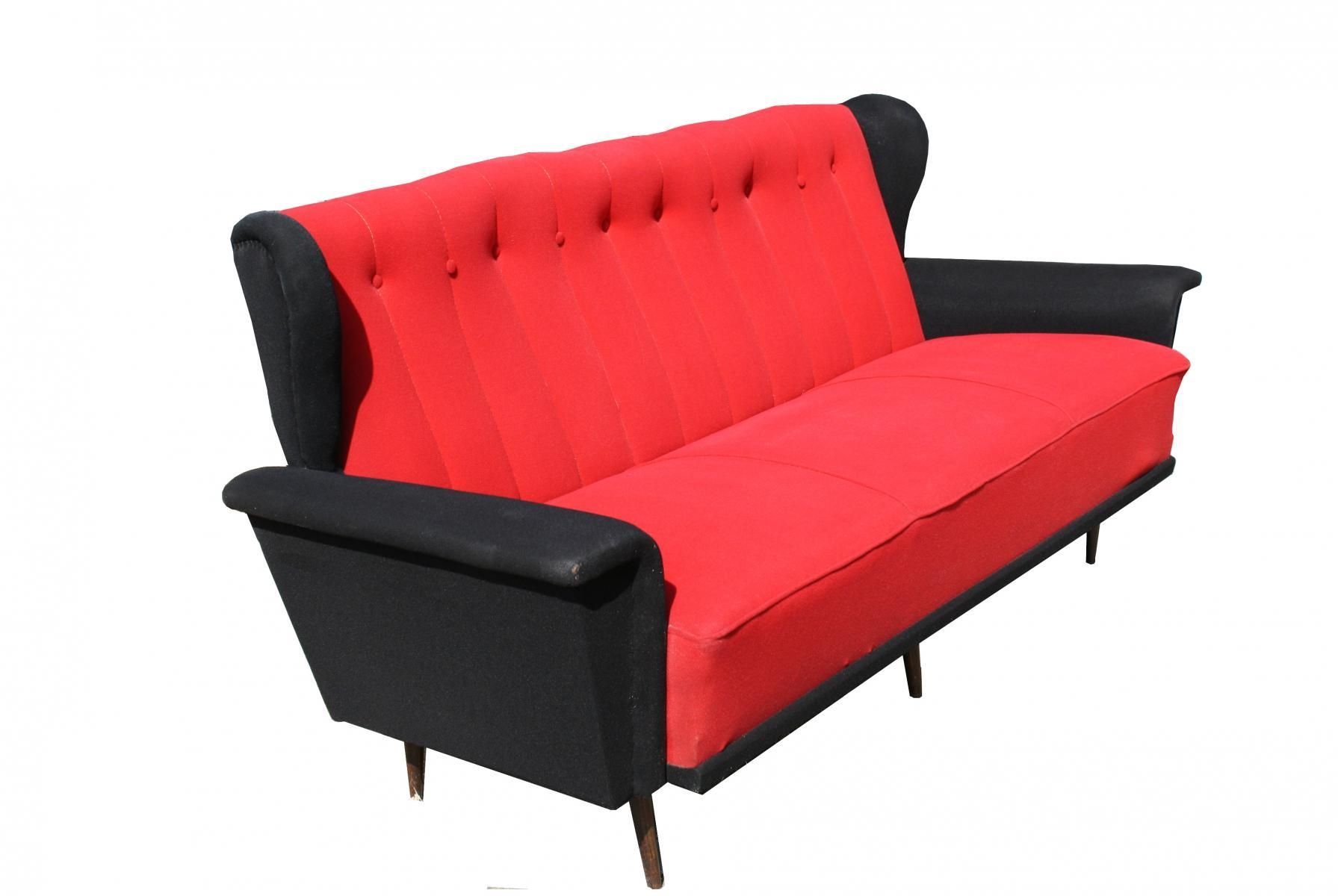 Vintage Red & Black Sofa, 1950S For Sale At Pamono Pertaining To Sofa Red And Black (View 20 of 20)