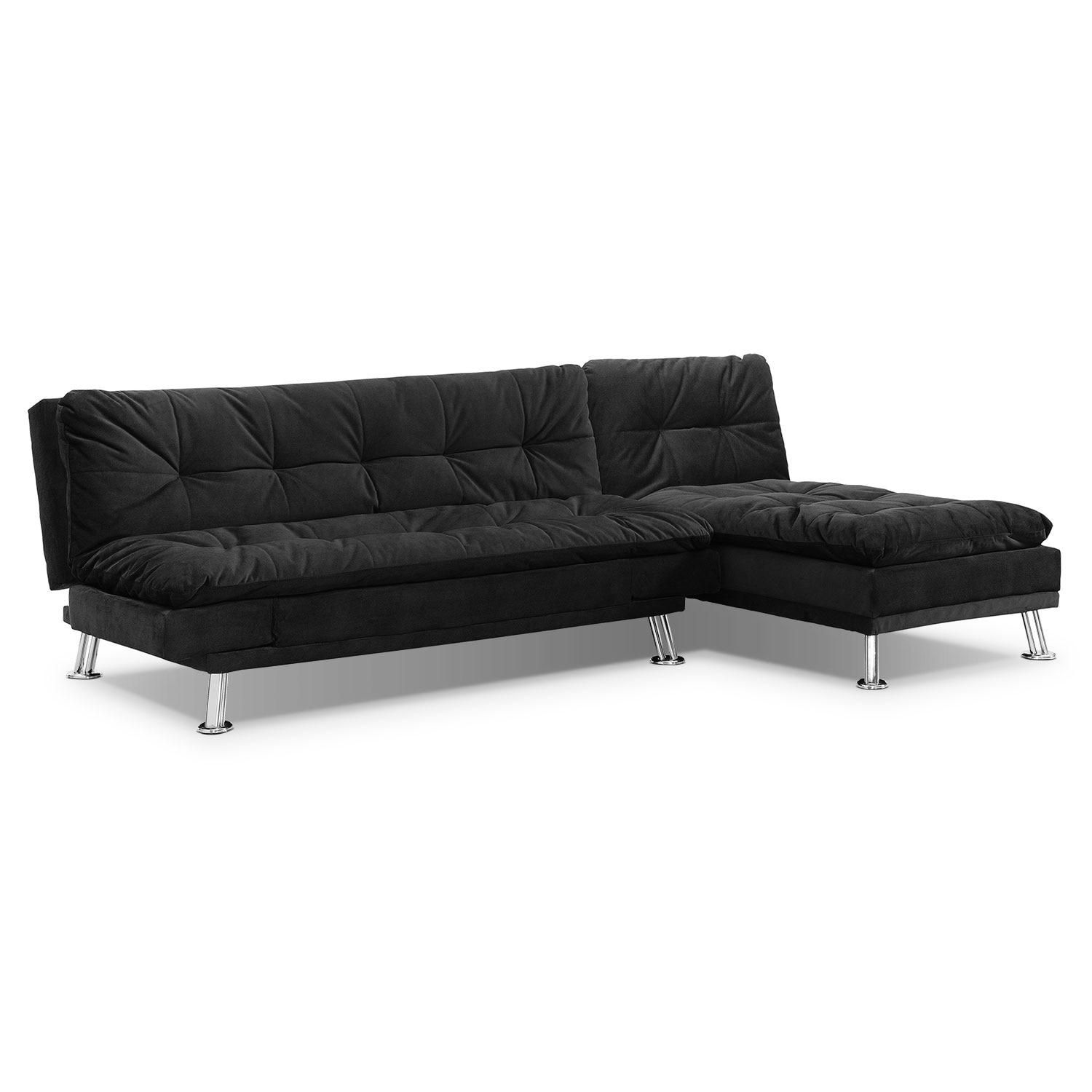 Waltz Futon Sofa Bed – Black | Value City Furniture For Small Black Futon Sofa Beds (View 11 of 20)