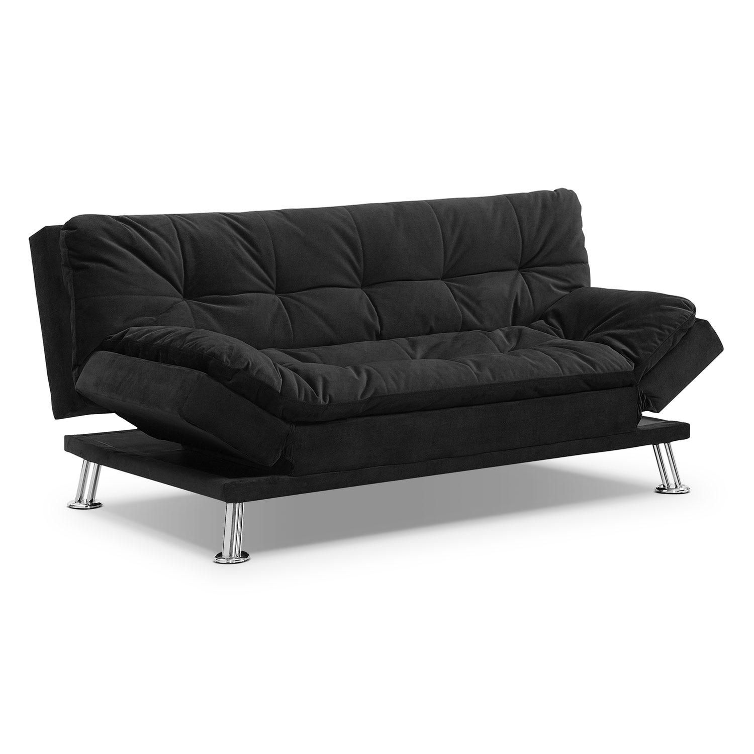 Waltz Futon Sofa Bed – Black | Value City Furniture Regarding Small Black Futon Sofa Beds (View 2 of 20)