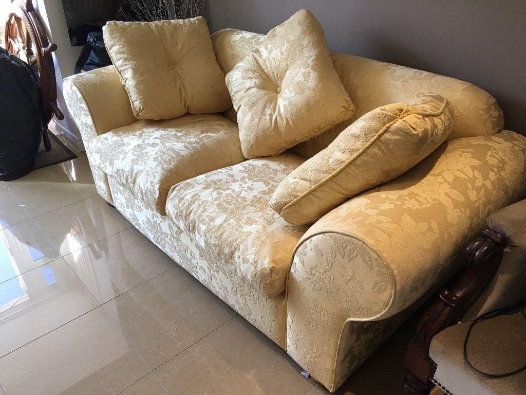 Yellow Sateen/brocade Sofa – 2 Seater – Foam Filled Seat & 3 For Brocade Sofas (View 3 of 20)