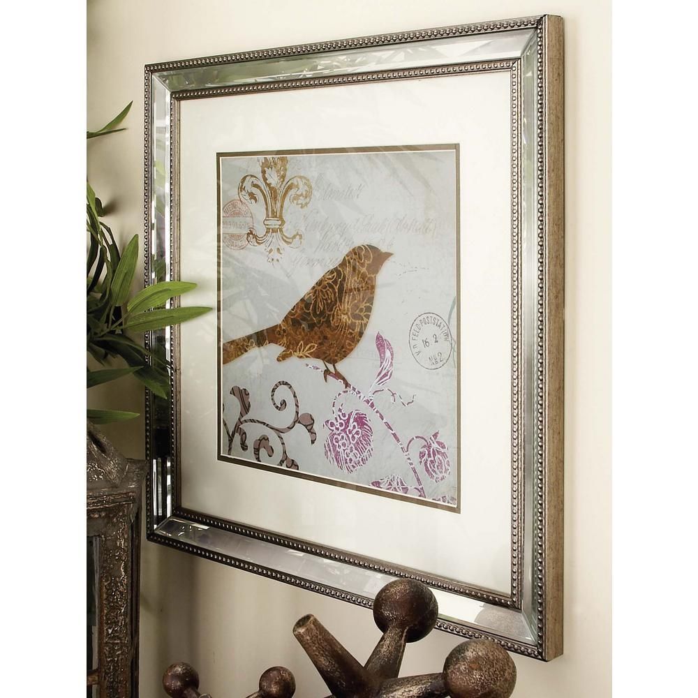 19 In. X 19 In. Modern Mirror Framed Birds Wall Art (2 Pack) 39563 Throughout Mirrored Frame Wall Art (Photo 4 of 20)