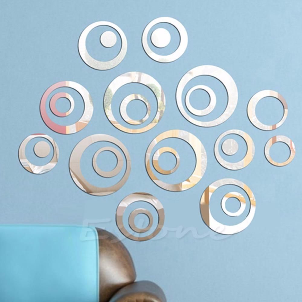 1pc Sticker Fashion Circles Mirror Style Removable Decal Vinyl Art For Mirror Circles Wall Art (View 7 of 20)