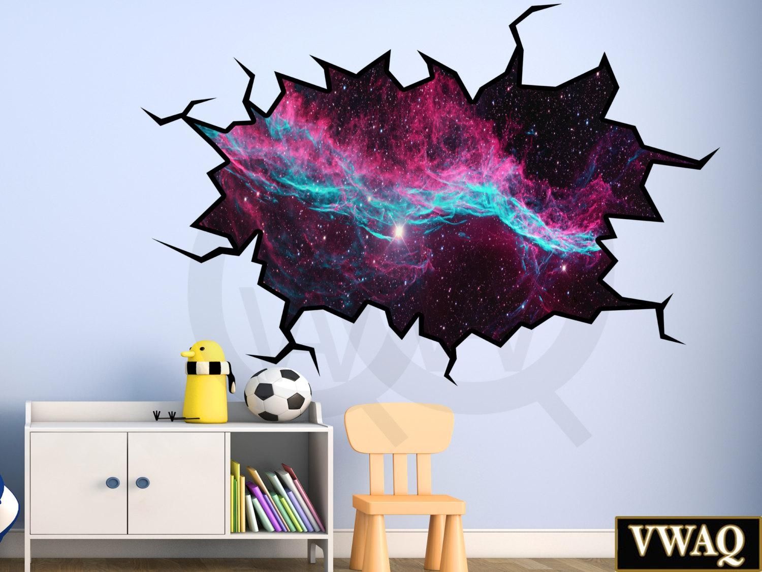3d Wall Art Outer Space 3d Galaxy Wall Decor Vinyl Wall Throughout Outer Space Wall Art (View 9 of 20)