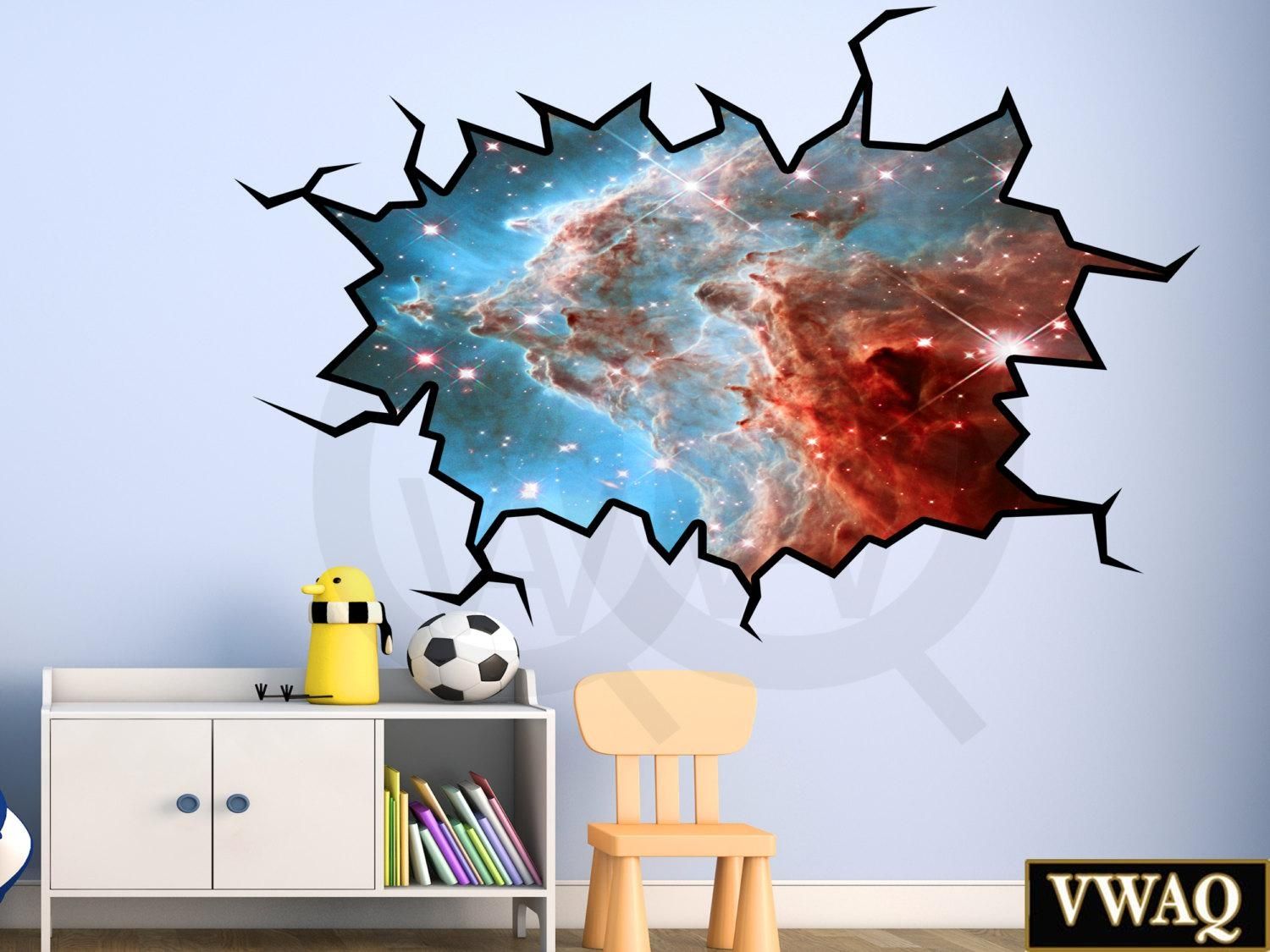 3d Wall Decal Outer Space Decal Galaxy 3d Wall Sticker Vinyl In Outer Space Wall Art (View 6 of 20)