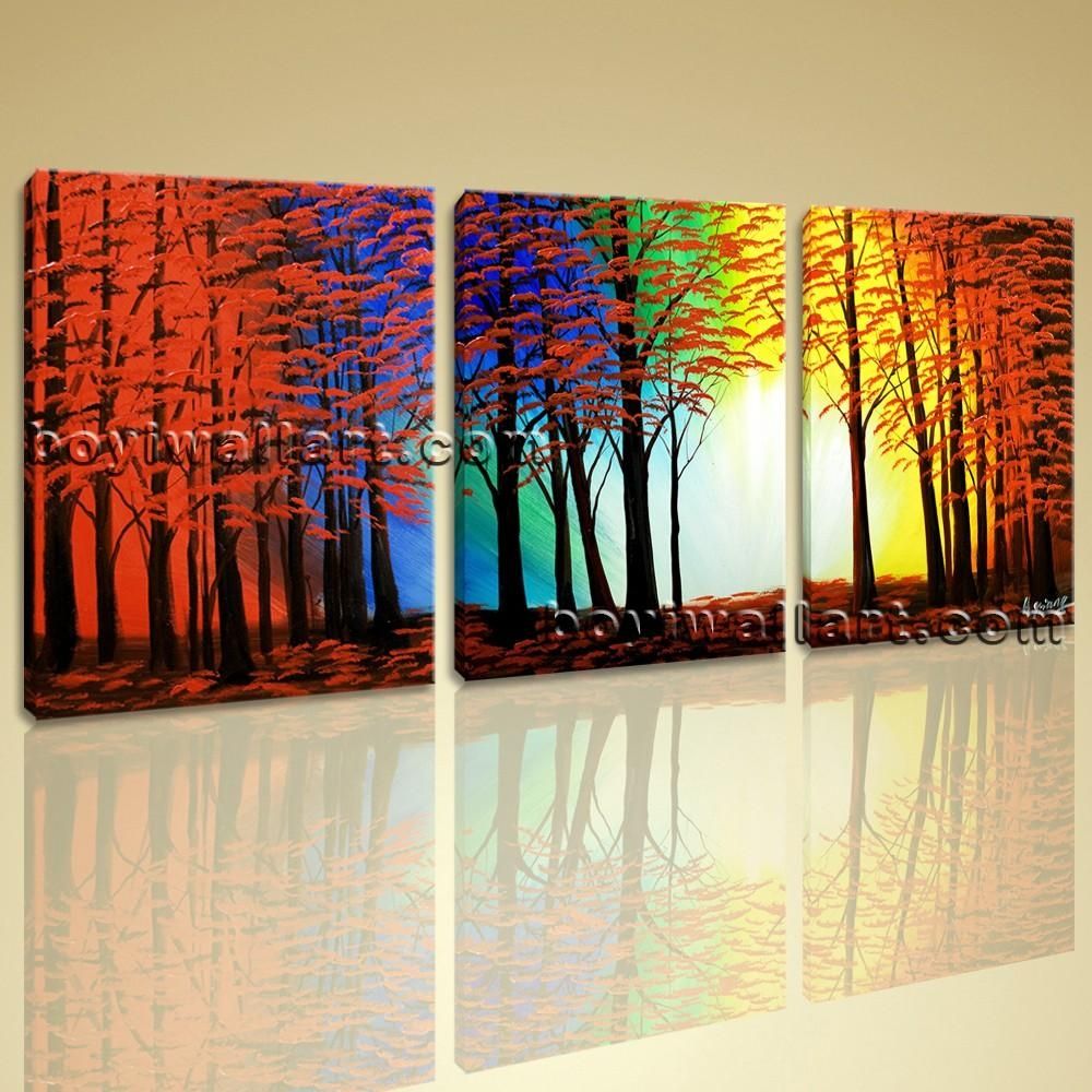 Abstract Landscape Painting Print On Canvas Original Wall Art Framed Pertaining To Abstract Wall Art (View 1 of 20)