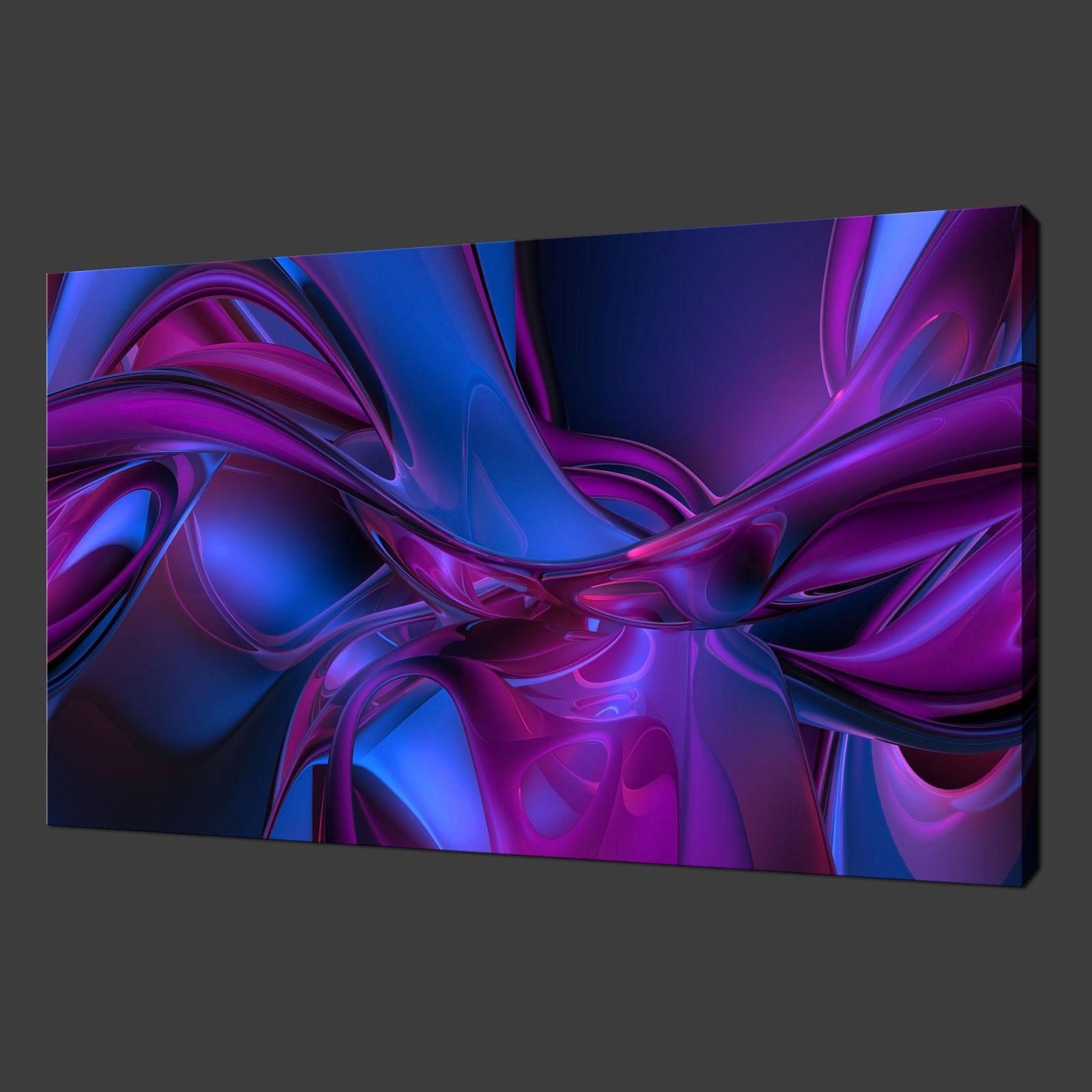 Abstract Purple Blue Modern Canvas Print Art Picture 20 X 16 Inch Throughout Purple Wall Art Canvas (Photo 10 of 20)