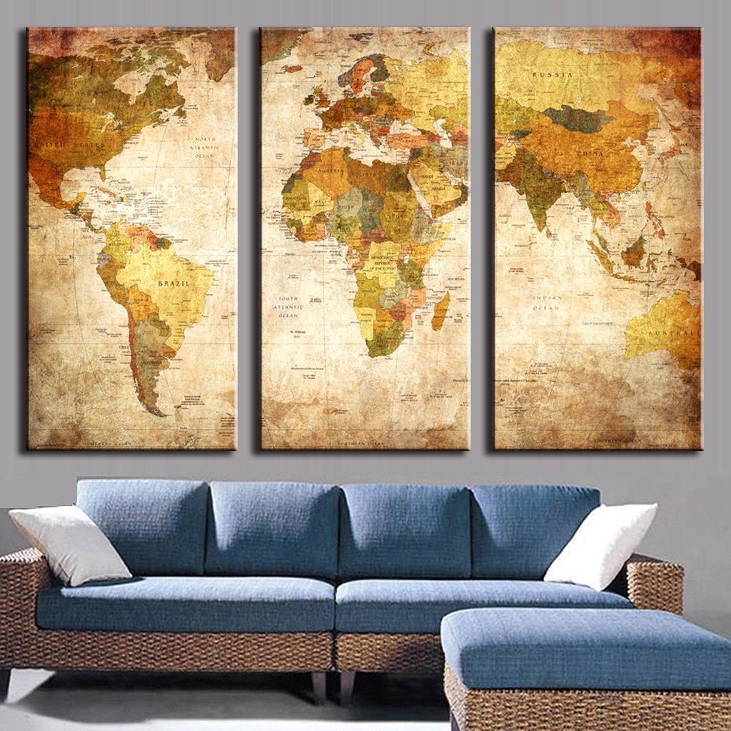 Aliexpress : Buy 3 Pcs/set Still Life Vintage World Maps Regarding Maps For Wall Art (Photo 1 of 20)