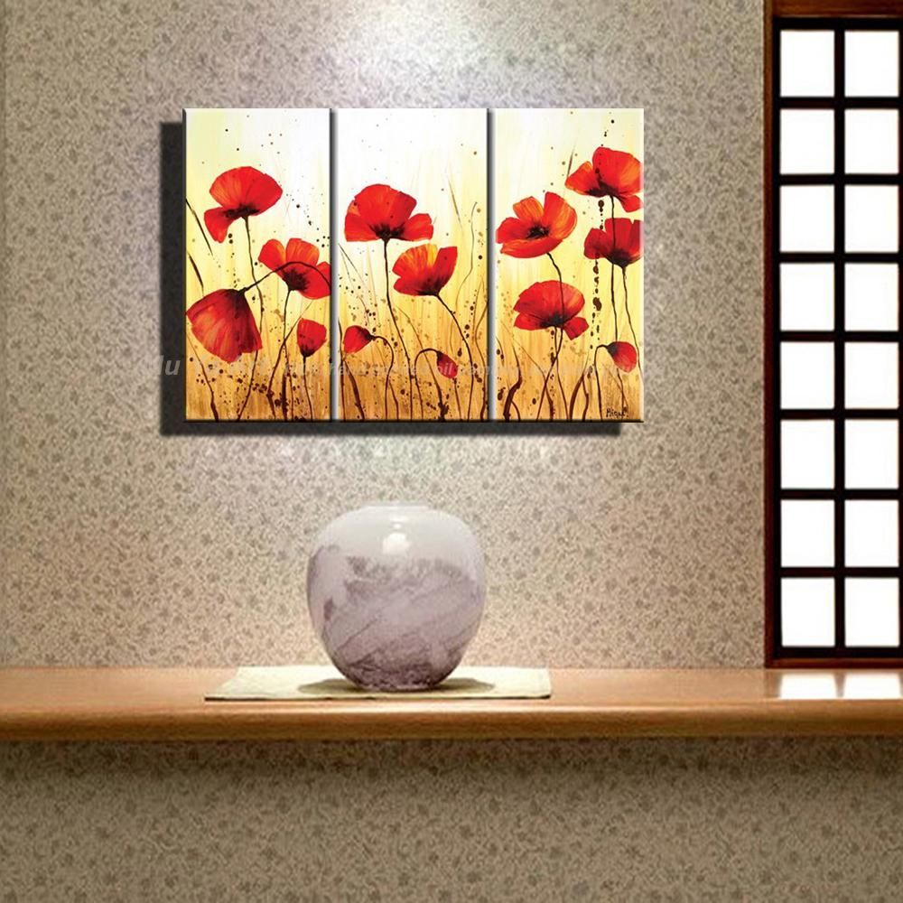 Aliexpress : Buy Hand Painted Modern Wall Decor Painting 3 For 3 Piece Abstract Wall Art (View 10 of 20)