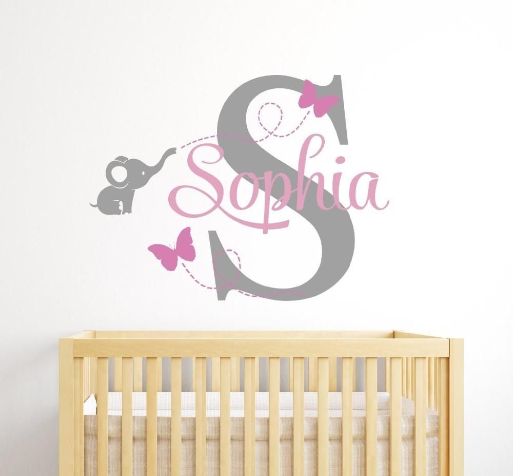 Aliexpress : Buy Personalized Butterfly Name Vinyl Wall Art In Baby Name Wall Art (View 2 of 20)